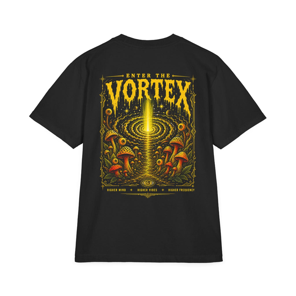 Higher Frequency Enter the Vortex Tee – Psychedelic Mushroom Drop-Shoulder T-Shirt