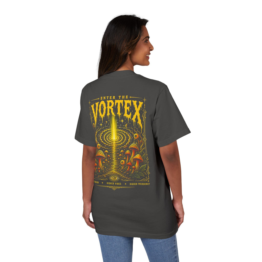 Higher Frequency Enter the Vortex Tee – Psychedelic Mushroom Drop-Shoulder T-Shirt