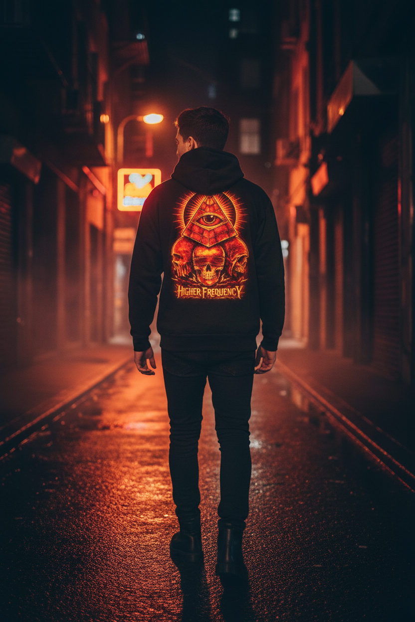 Higher Frequency Hoodie — Walking Away Hood Up