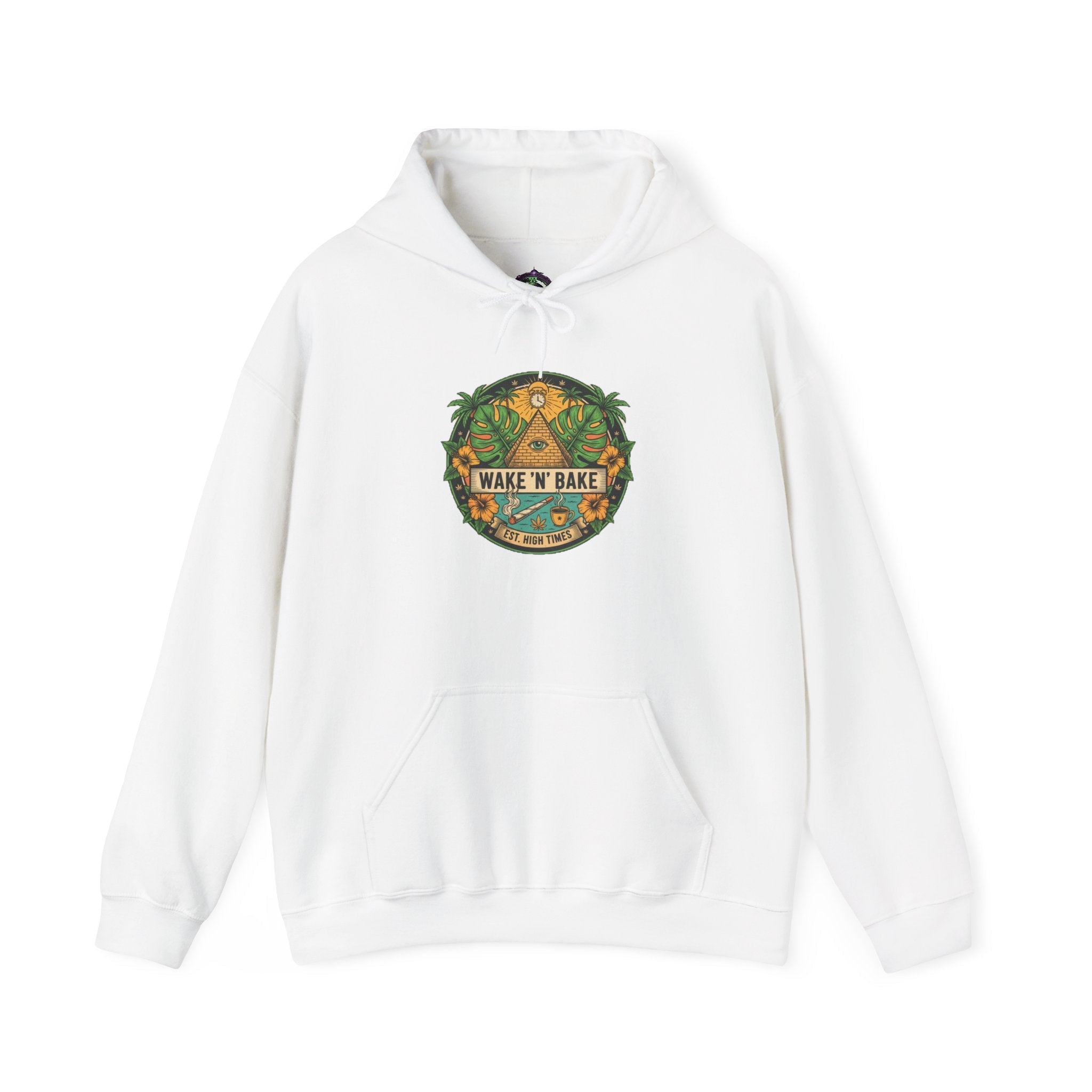 Hoodie - "Wake N' Bake" Tropical Palm Cannabis Graphic Hoodie