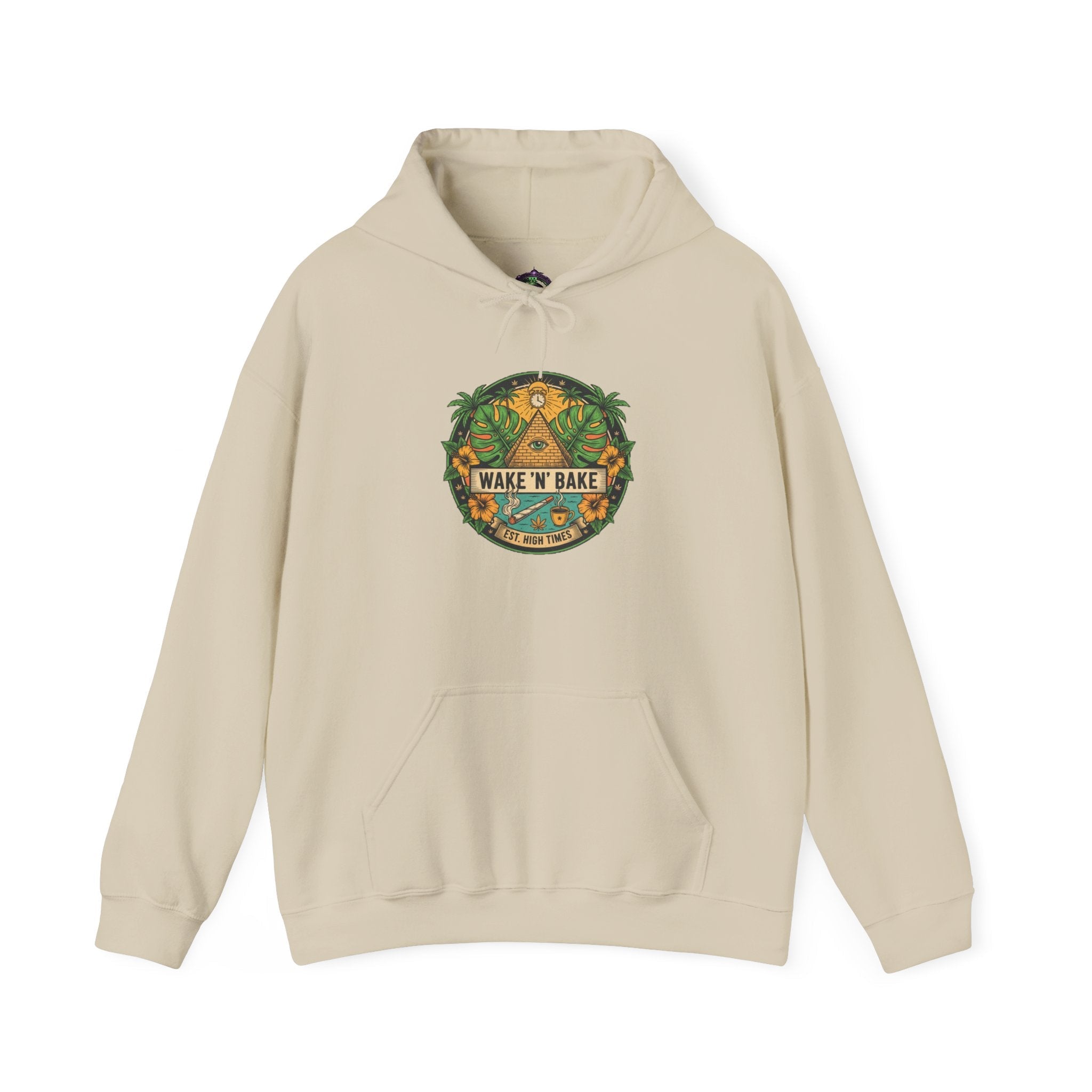 Hoodie - "Wake N' Bake" Tropical Palm Cannabis Graphic Hoodie