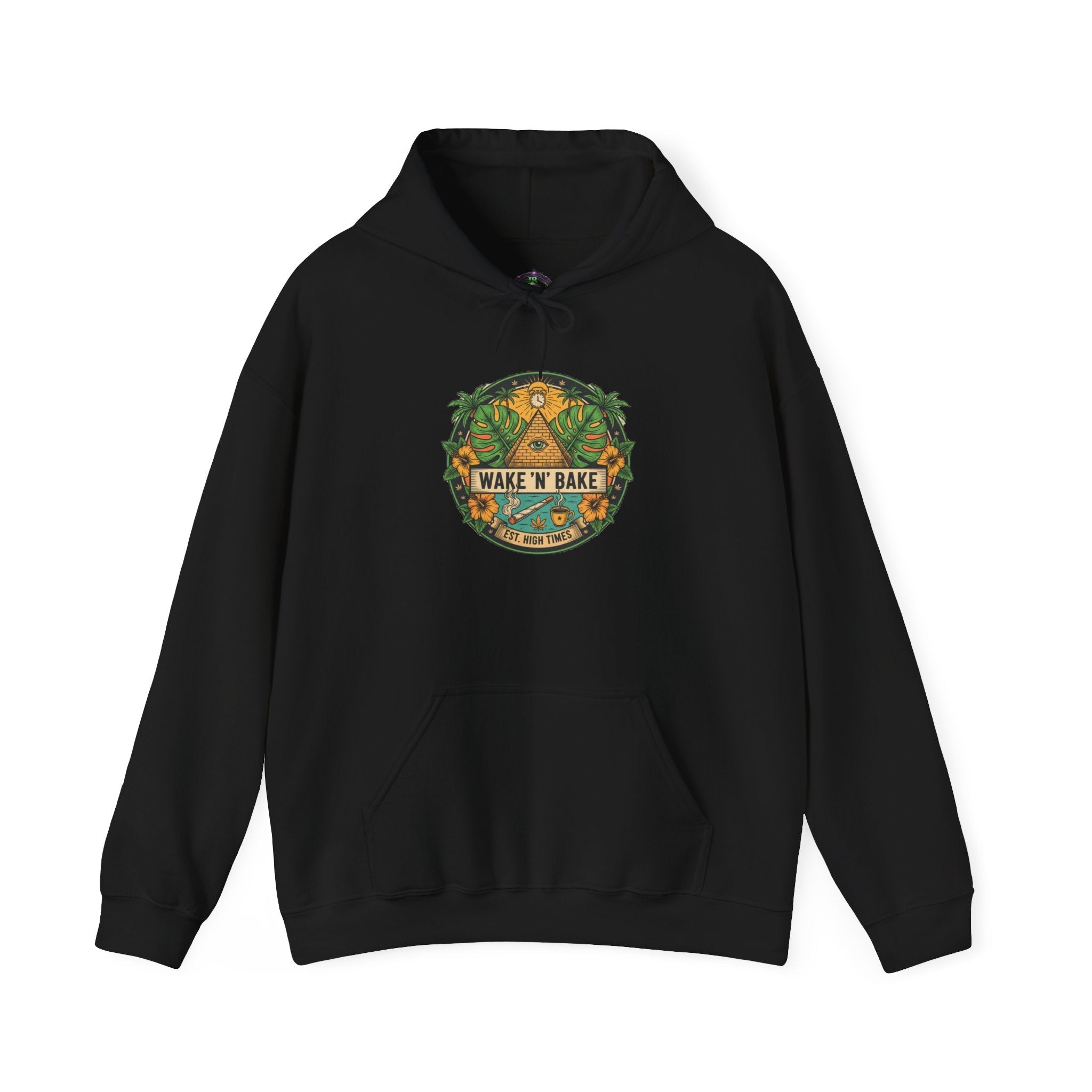 Hoodie - "Wake N' Bake" Tropical Palm Cannabis Graphic Hoodie