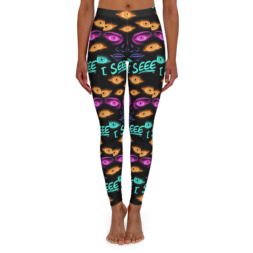 I See Eyes Pattern Leggings — Women's Psychedelic Eye-Print Activewear Printify