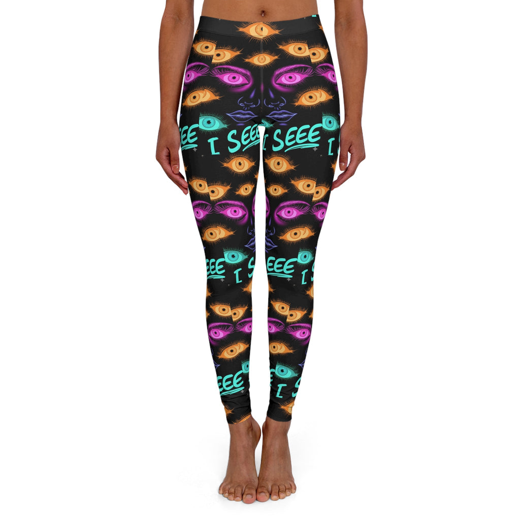 I See Eyes Pattern Leggings — Women's Psychedelic Eye-Print Activewear Printify