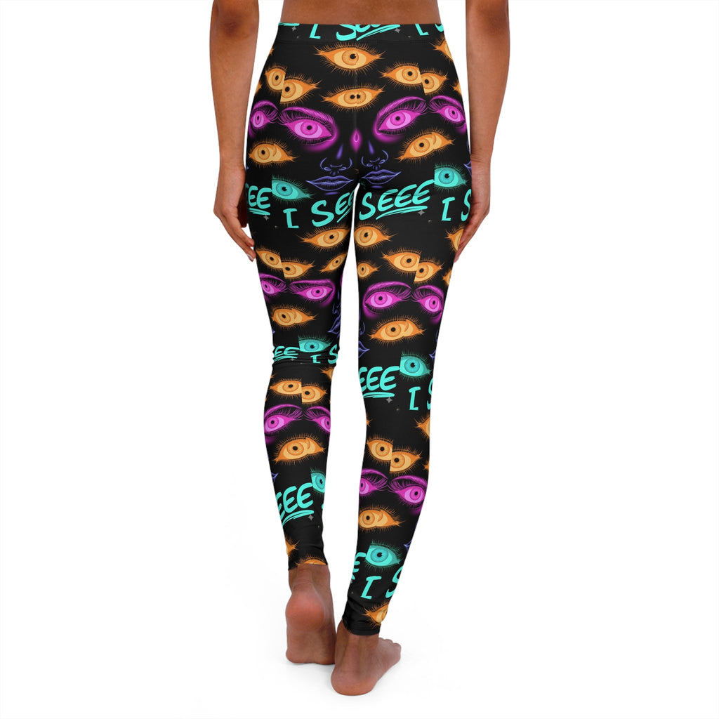 I See Eyes Pattern Leggings — Women's Psychedelic Eye-Print Activewear Printify