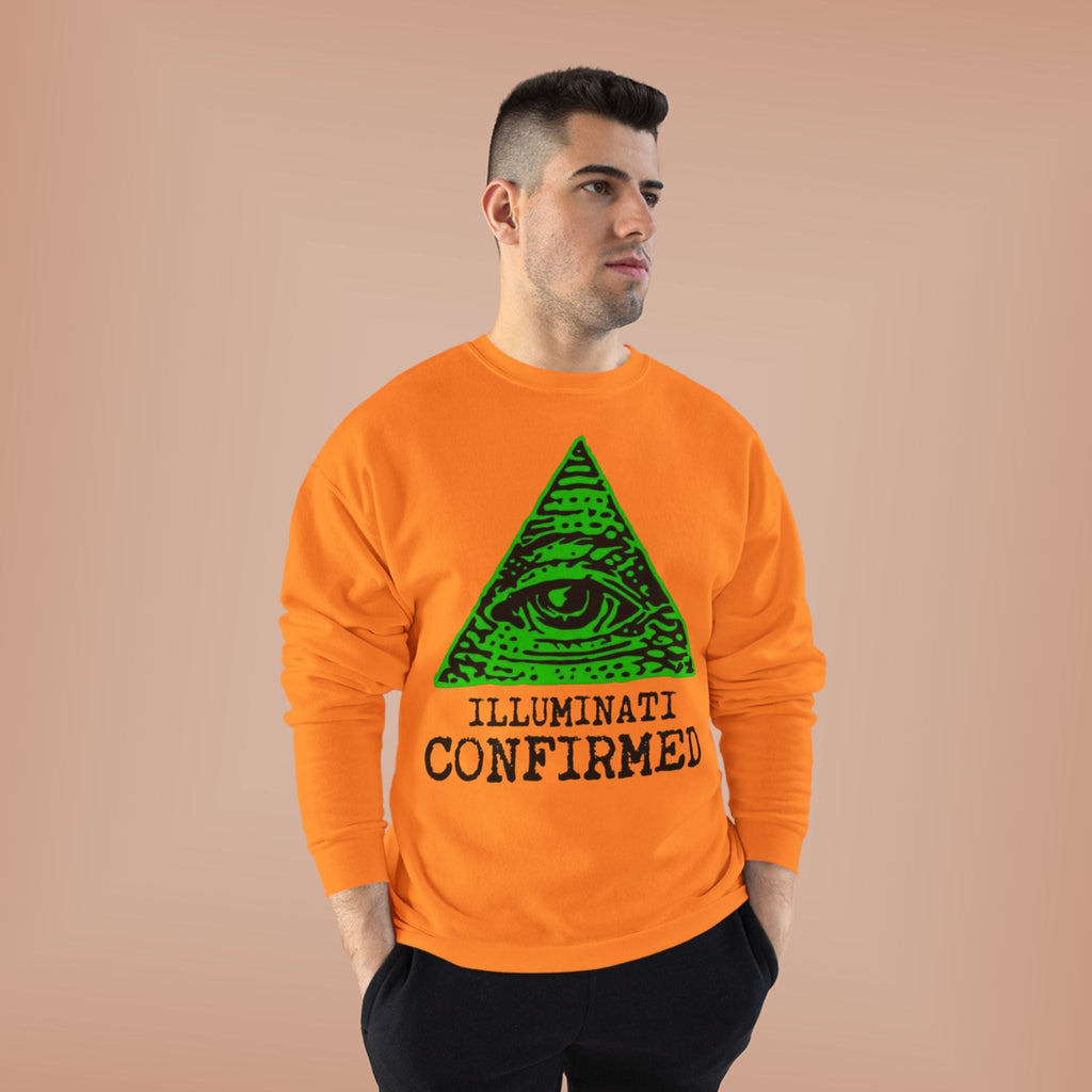 Illuminati Confirmed Crewneck Sweatshirt — Green Pyramid Eye Graphic Printify