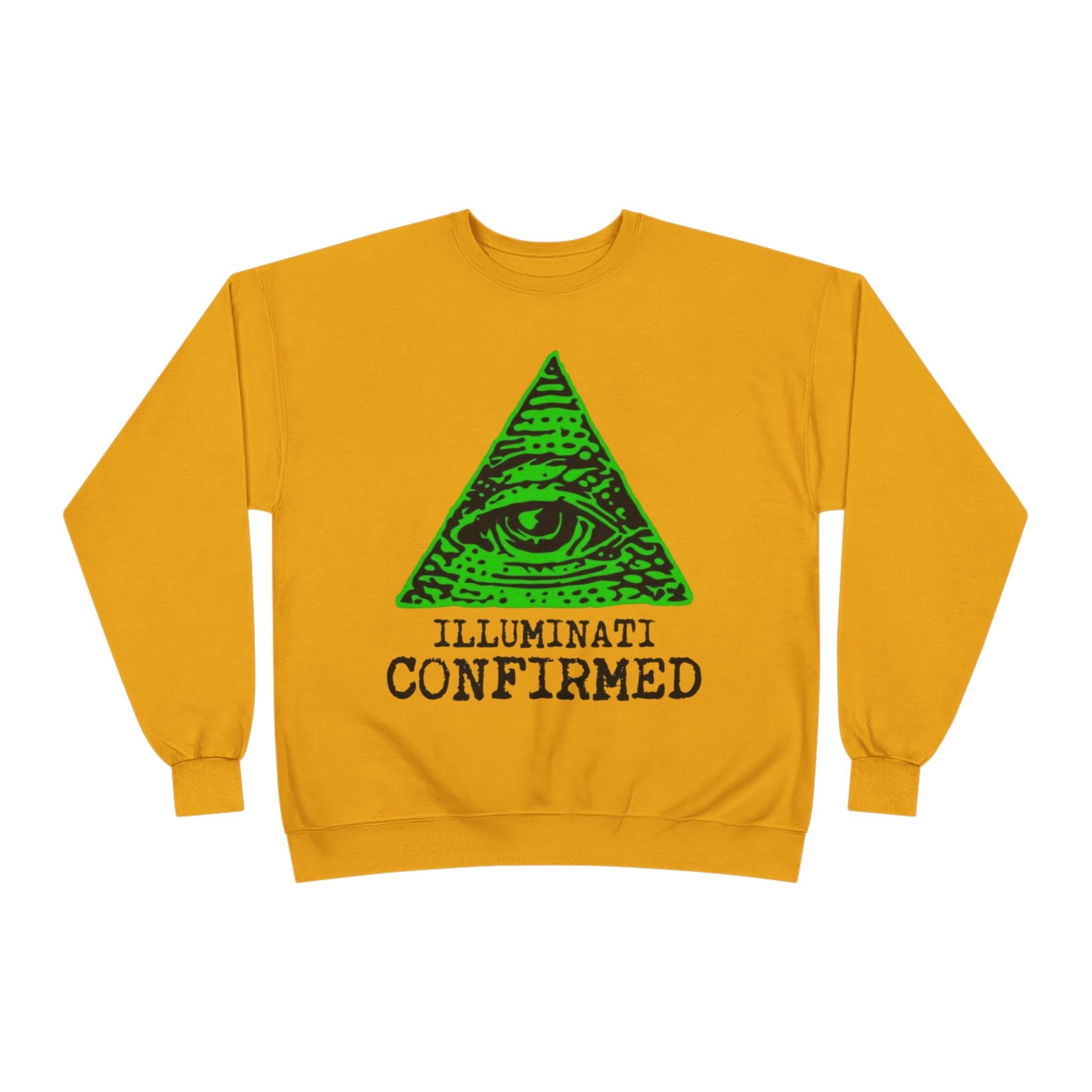 Illuminati Confirmed Crewneck Sweatshirt — Green Pyramid Eye Graphic Printify