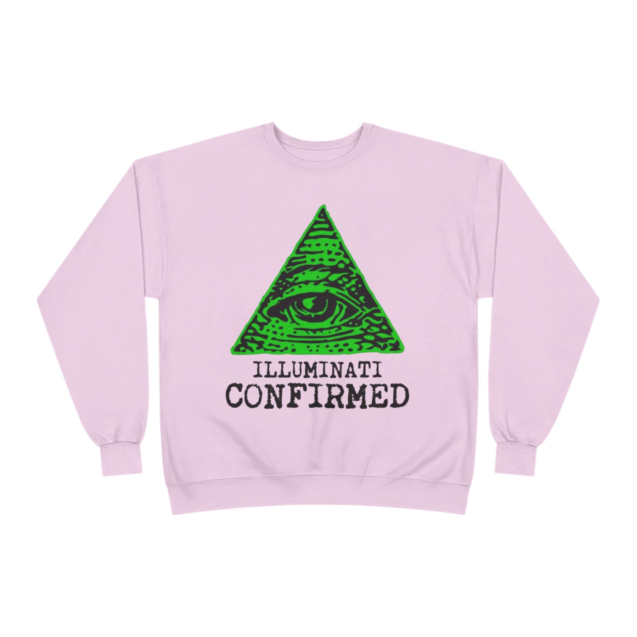 Illuminati Confirmed Crewneck Sweatshirt — Green Pyramid Eye Graphic Printify