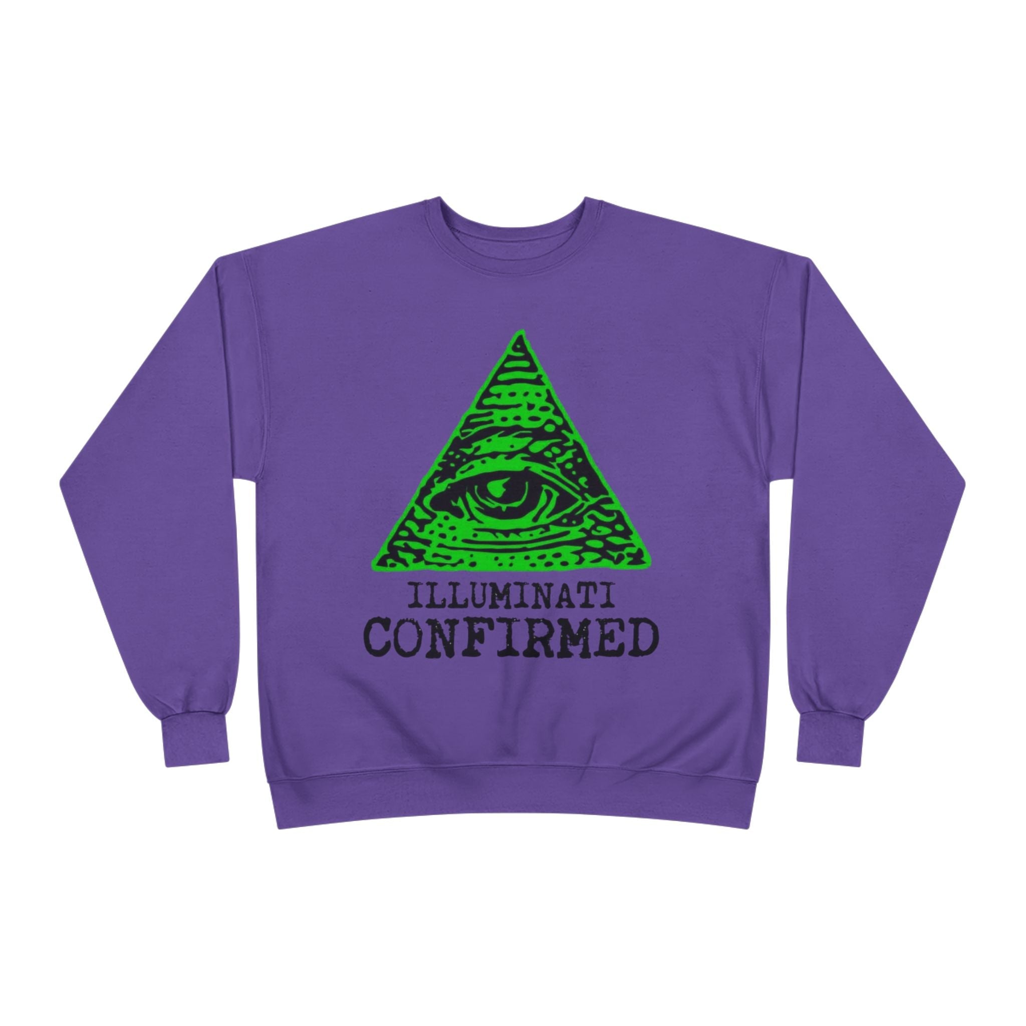 Illuminati Confirmed Crewneck Sweatshirt — Green Pyramid Eye Graphic Printify