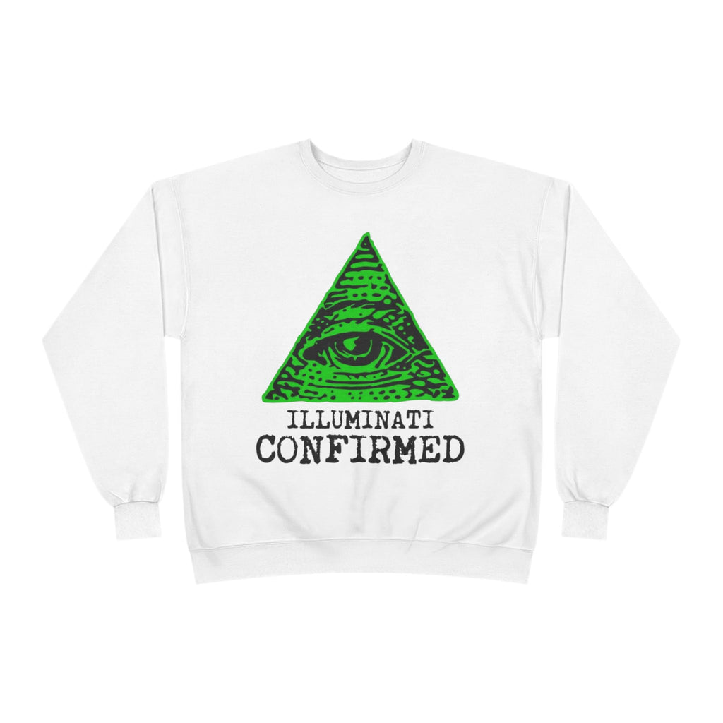 Illuminati Confirmed Crewneck Sweatshirt — Green Pyramid Eye Graphic Printify