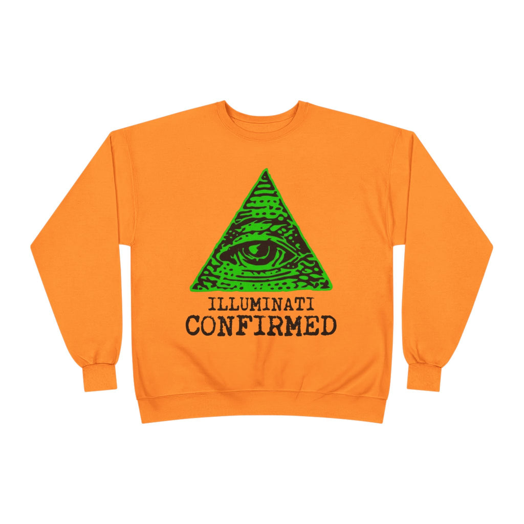 Illuminati Confirmed Crewneck Sweatshirt — Green Pyramid Eye Graphic Printify