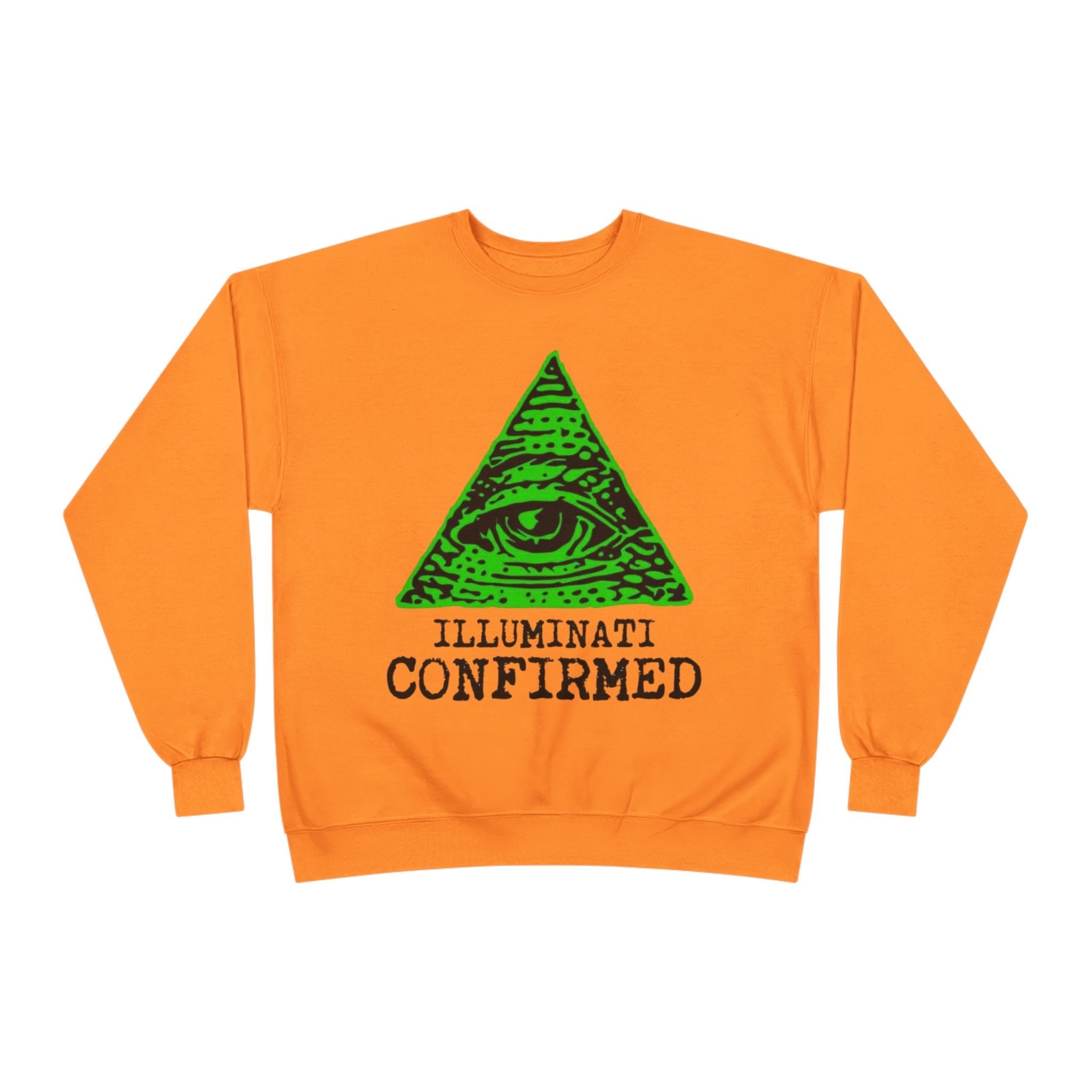 Illuminati Confirmed Crewneck Sweatshirt — Green Pyramid Eye Graphic Printify