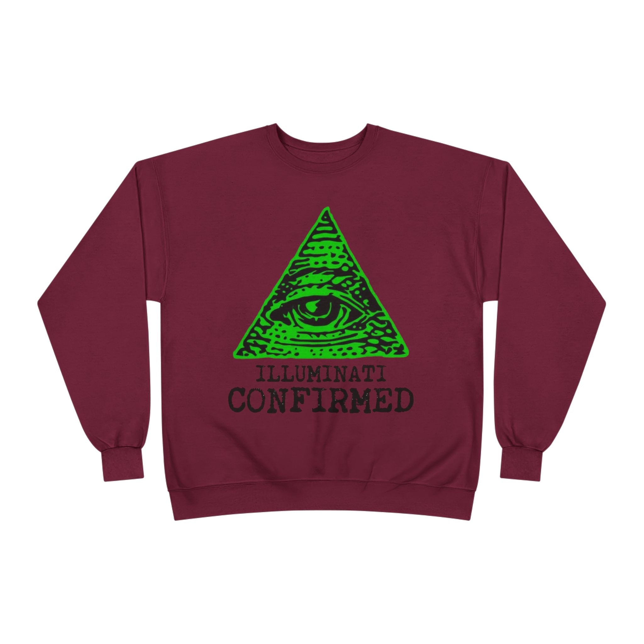 Illuminati Confirmed Crewneck Sweatshirt — Green Pyramid Eye Graphic Printify