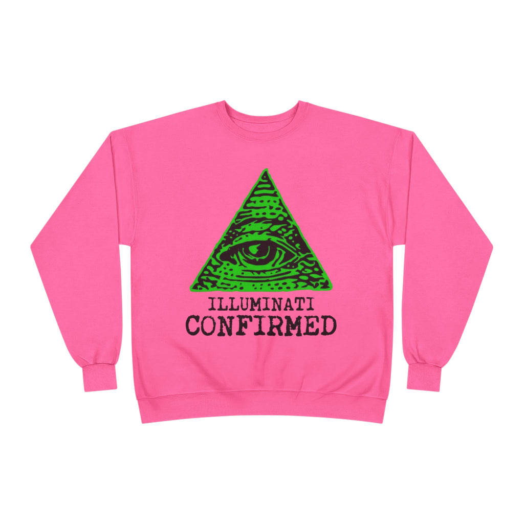 Illuminati Confirmed Crewneck Sweatshirt — Green Pyramid Eye Graphic Printify