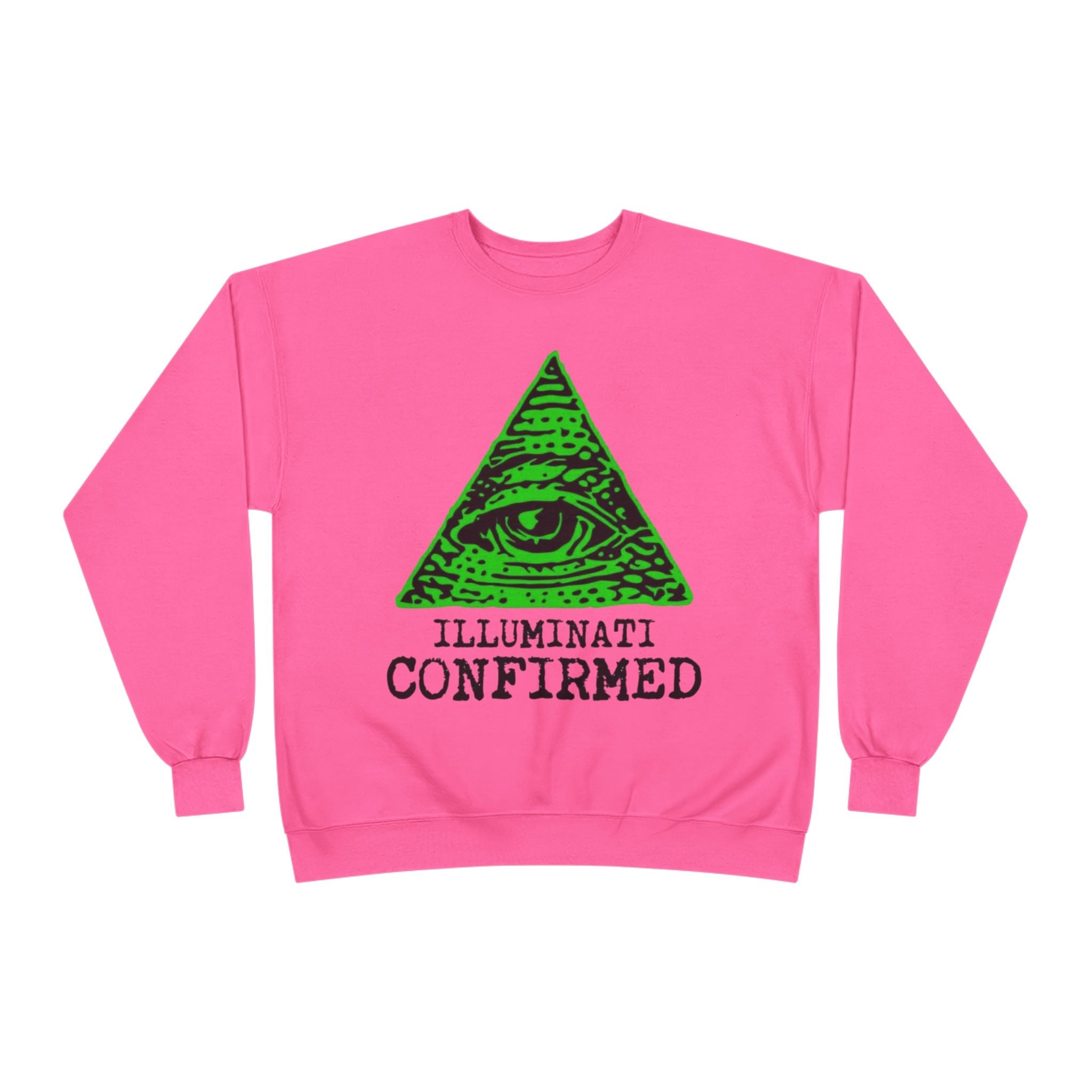 Illuminati Confirmed Crewneck Sweatshirt — Green Pyramid Eye Graphic Printify