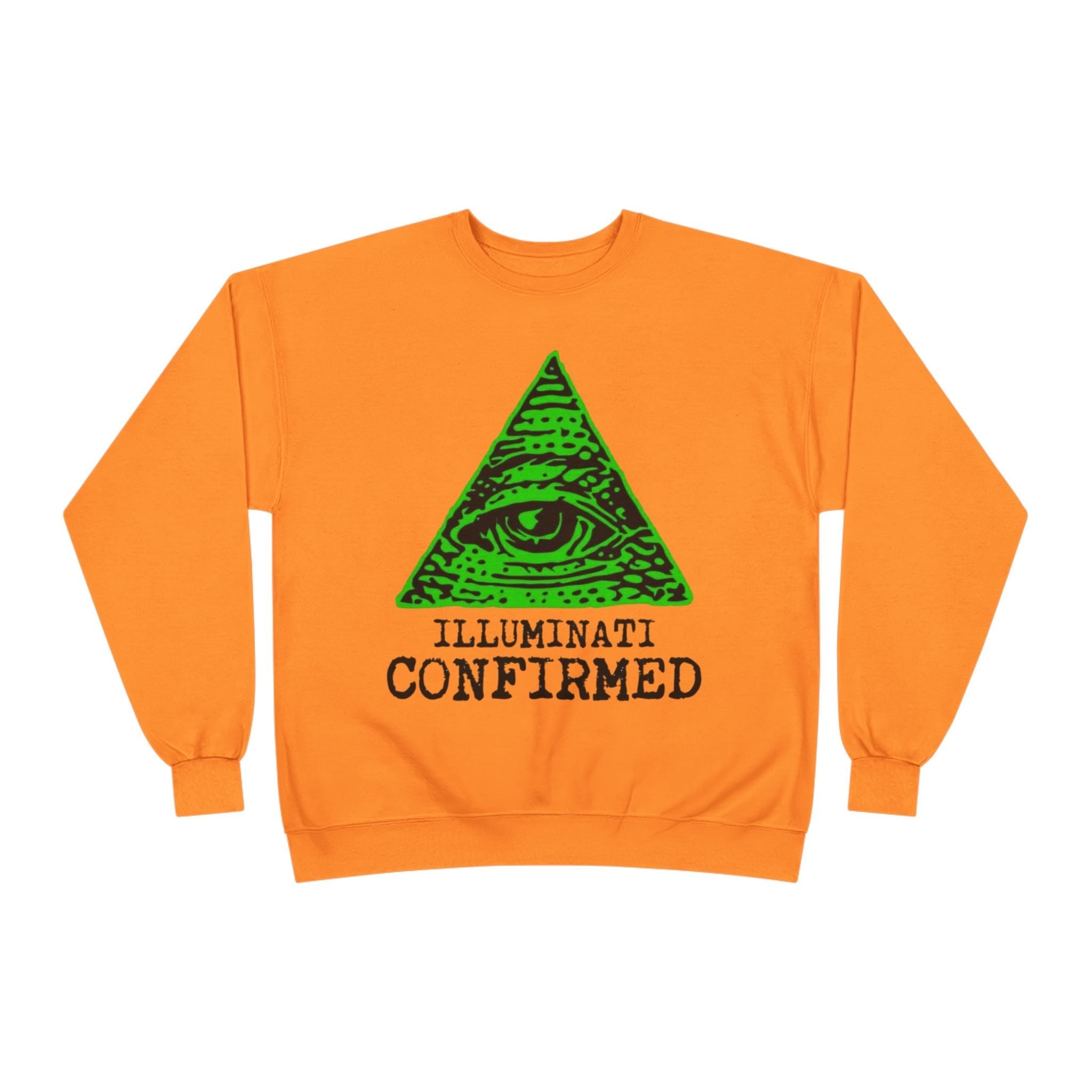Illuminati Confirmed Crewneck Sweatshirt — Green Pyramid Eye Graphic Printify