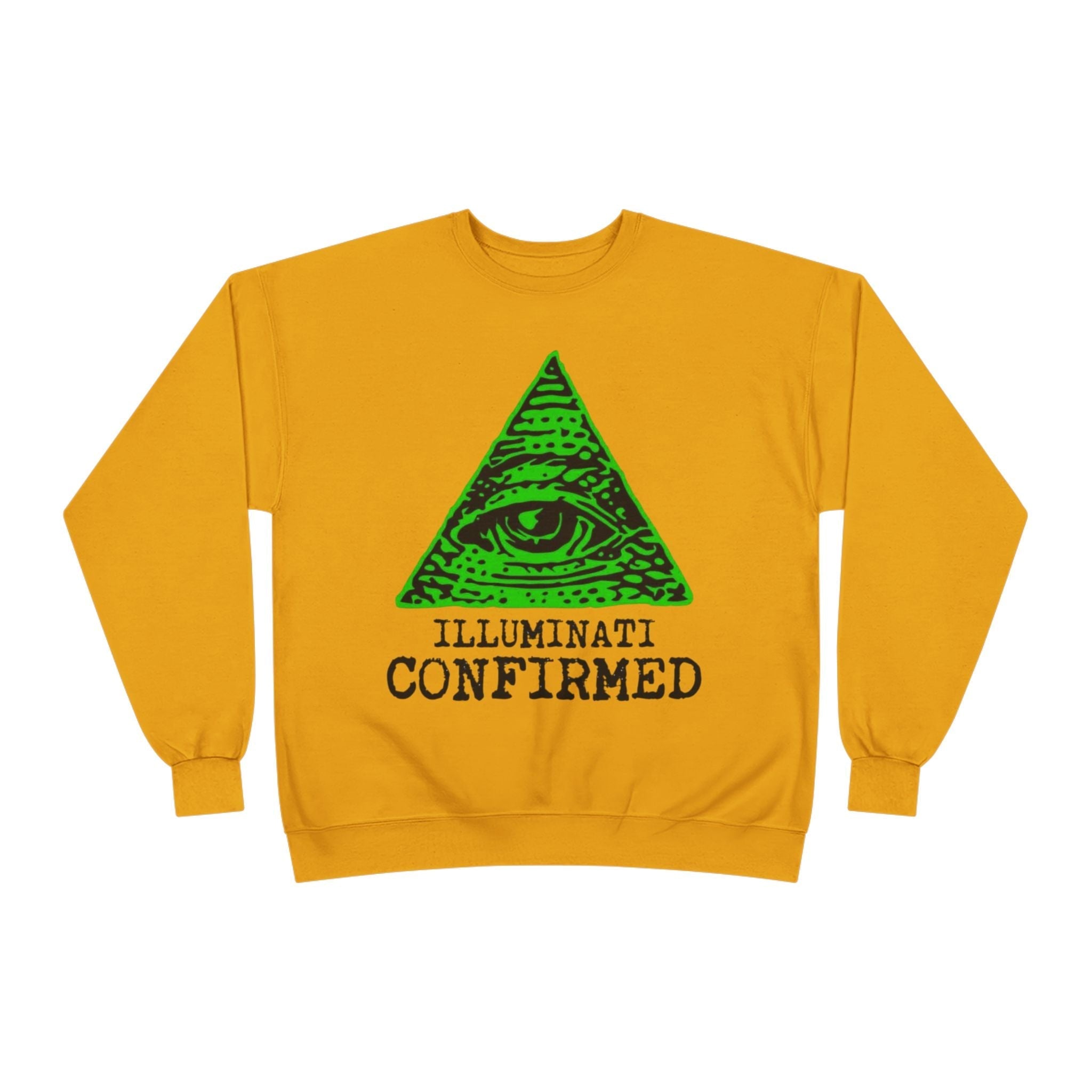 Illuminati Confirmed Crewneck Sweatshirt — Green Pyramid Eye Graphic Printify