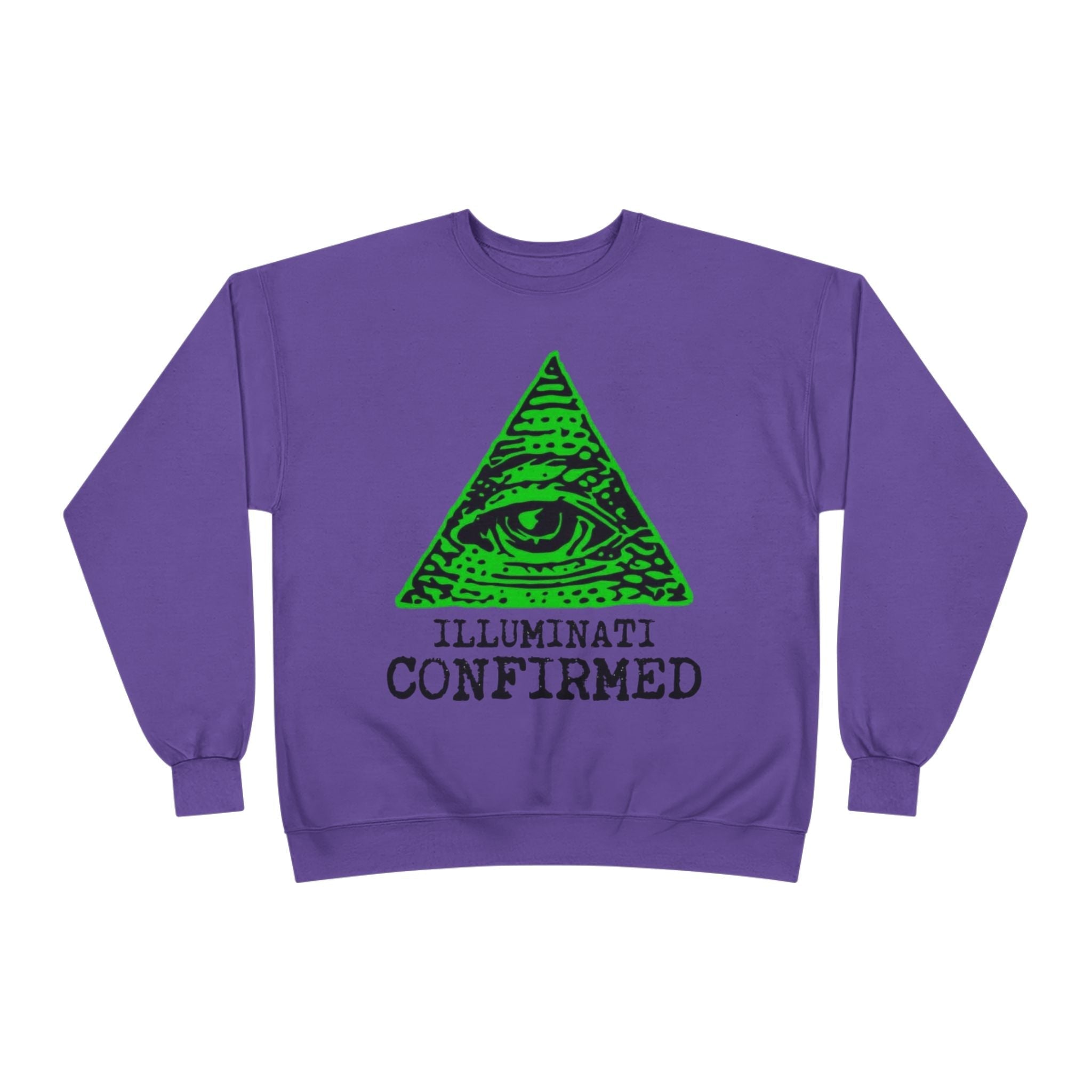 Illuminati Confirmed Crewneck Sweatshirt — Green Pyramid Eye Graphic Printify