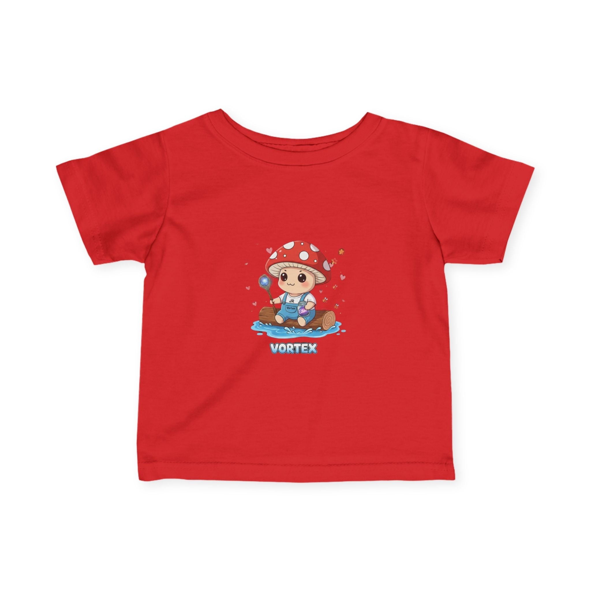Infant Tee — Cute Mushroom Fisher Baby Shirt ("Vortex" Graphic) Printify