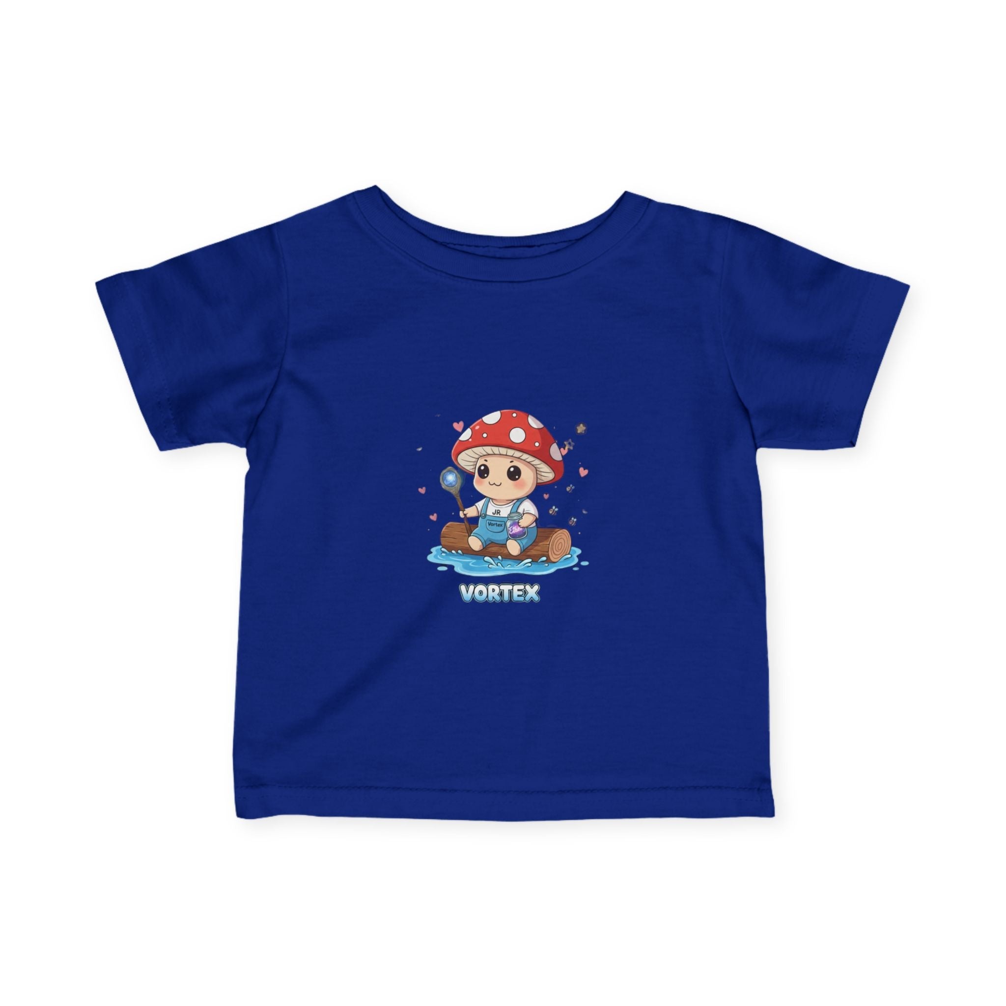 Infant Tee — Cute Mushroom Fisher Baby Shirt ("Vortex" Graphic) Printify