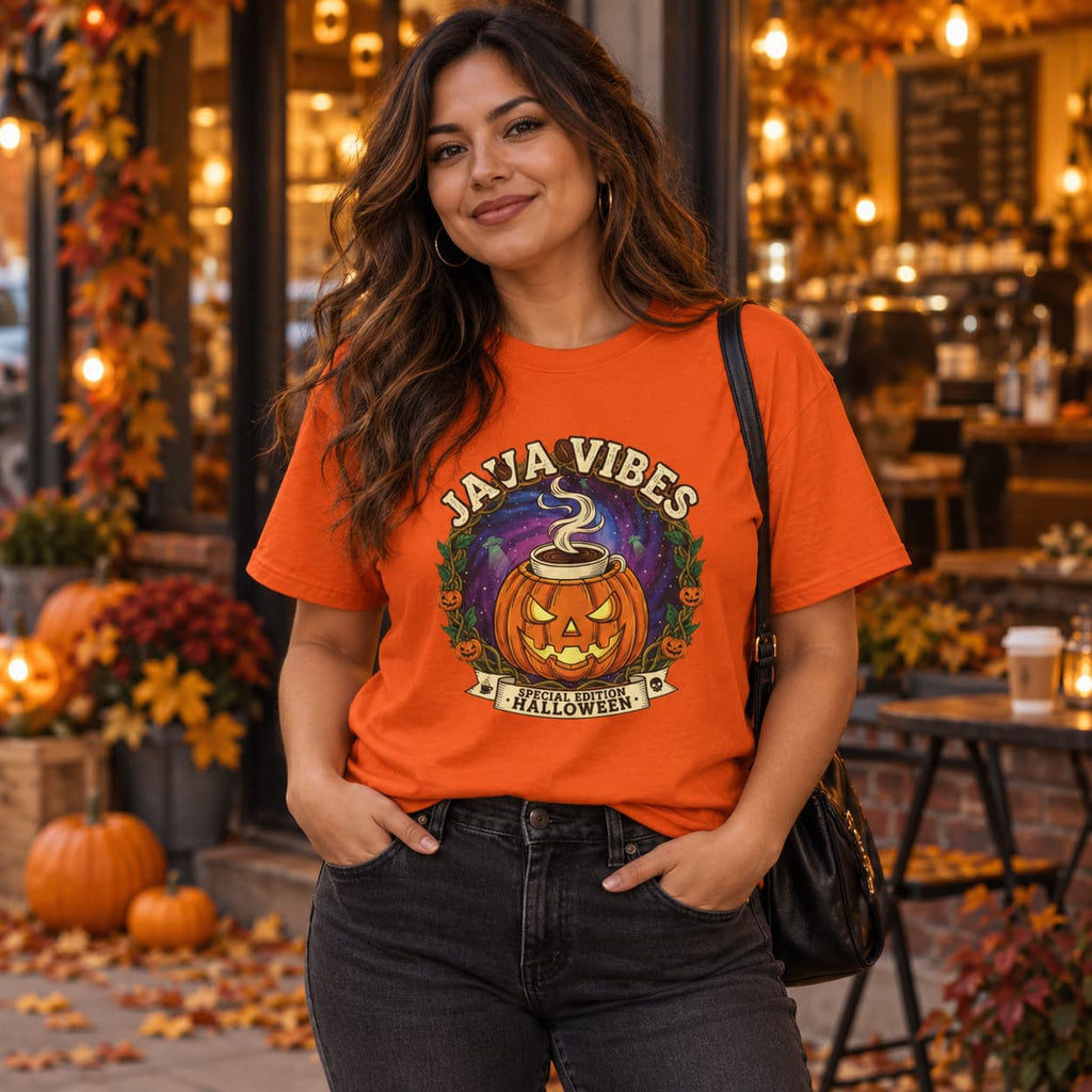 Ja’a Vibes Halloween Pumpkin Tee – Cosmic Fall Streetwear