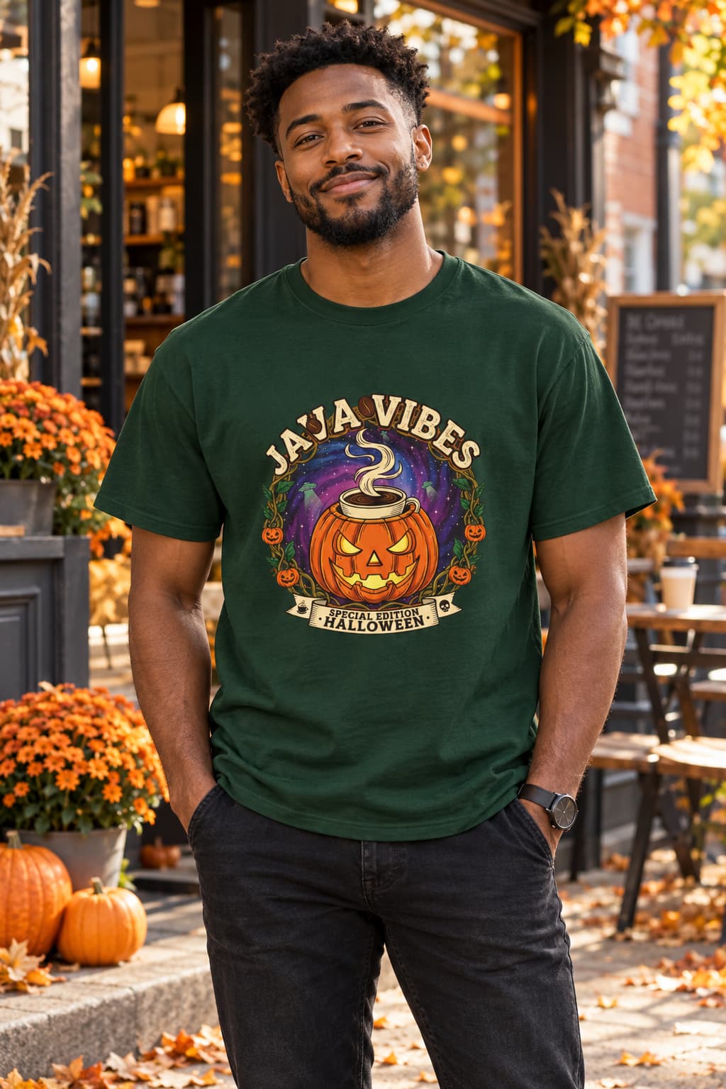 Ja’a Vibes Halloween Pumpkin Tee – Cosmic Fall Streetwear