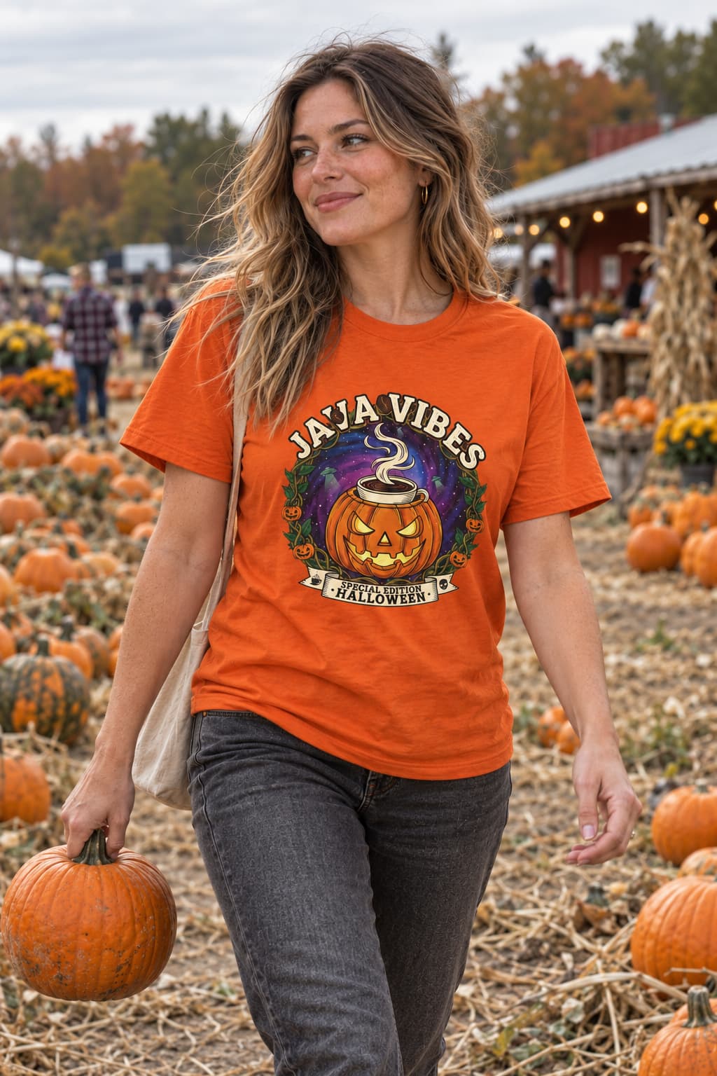 Ja’a Vibes Halloween Pumpkin Tee – Cosmic Fall Streetwear