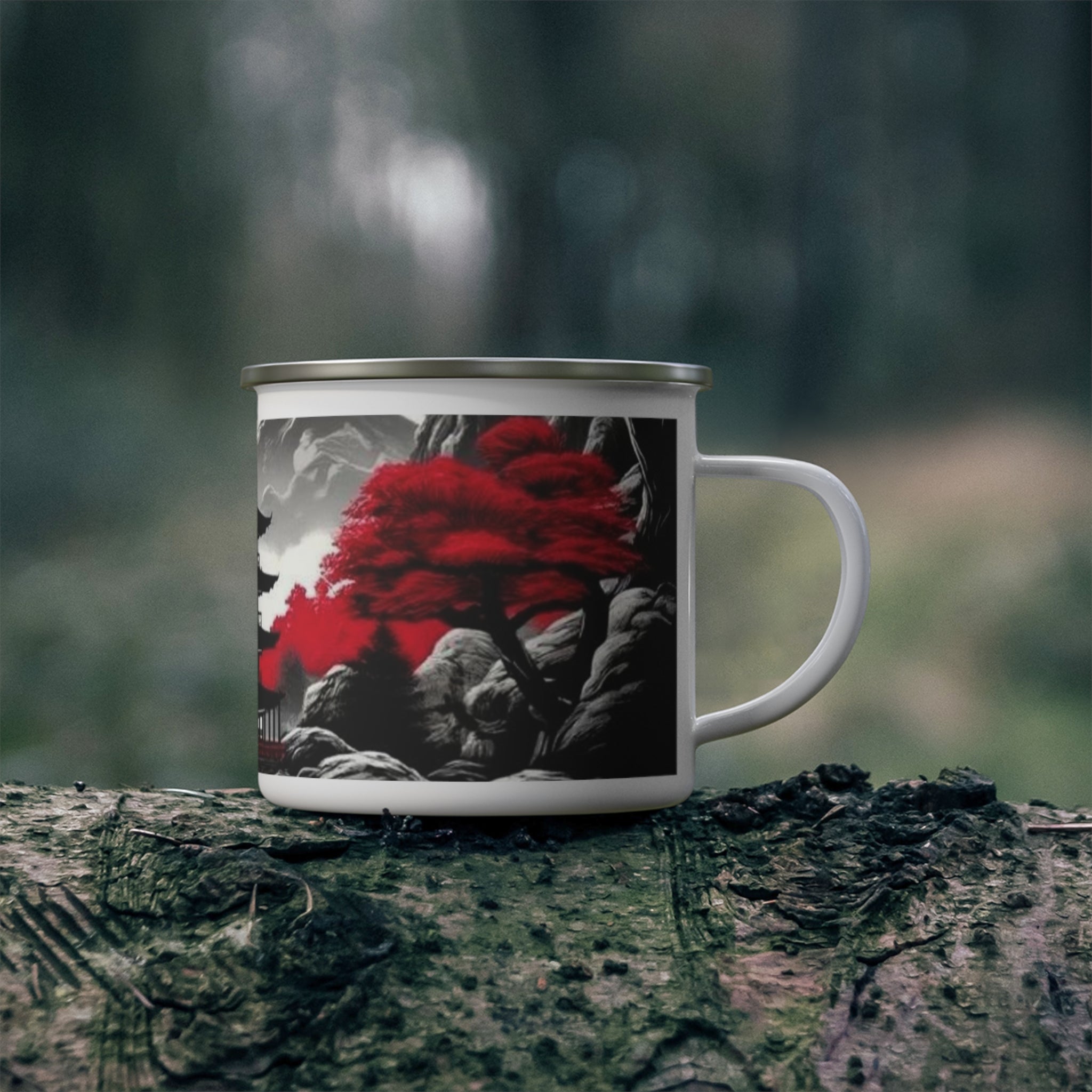 Japanese Pagoda Enamel Mug – Travel & Camping Coffee Cup Printify