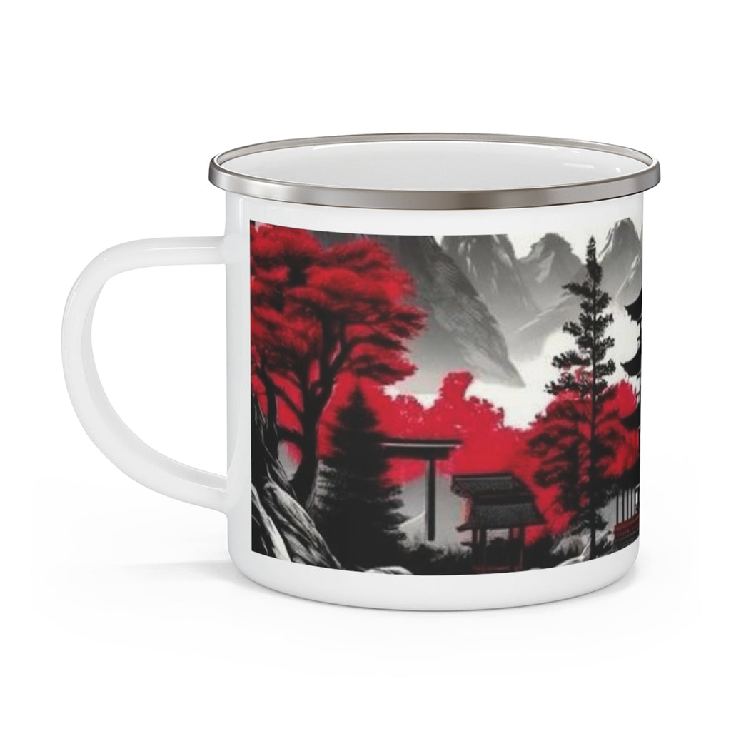 Japanese Pagoda Enamel Mug – Travel & Camping Coffee Cup Printify