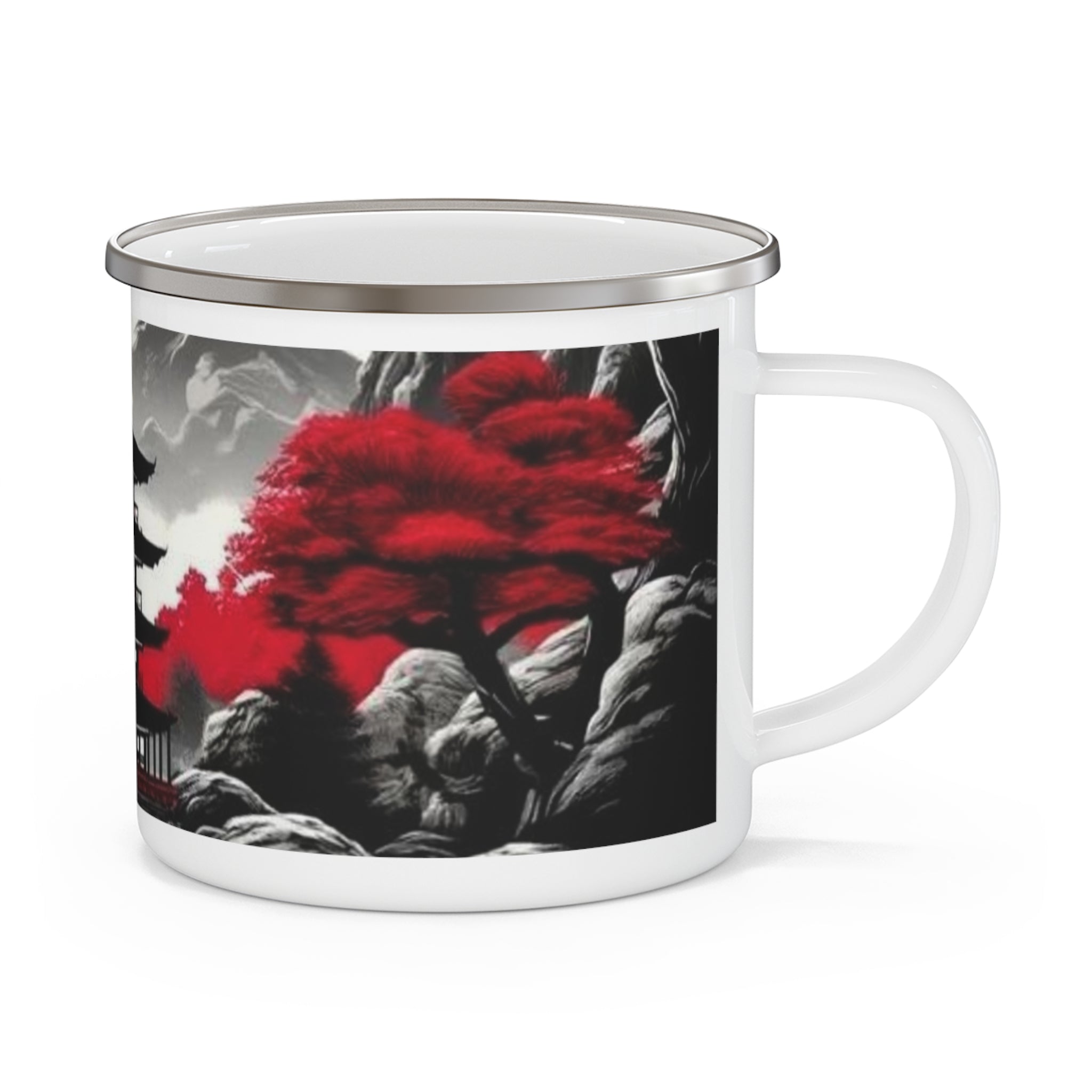 Japanese Pagoda Enamel Mug – Travel & Camping Coffee Cup Printify