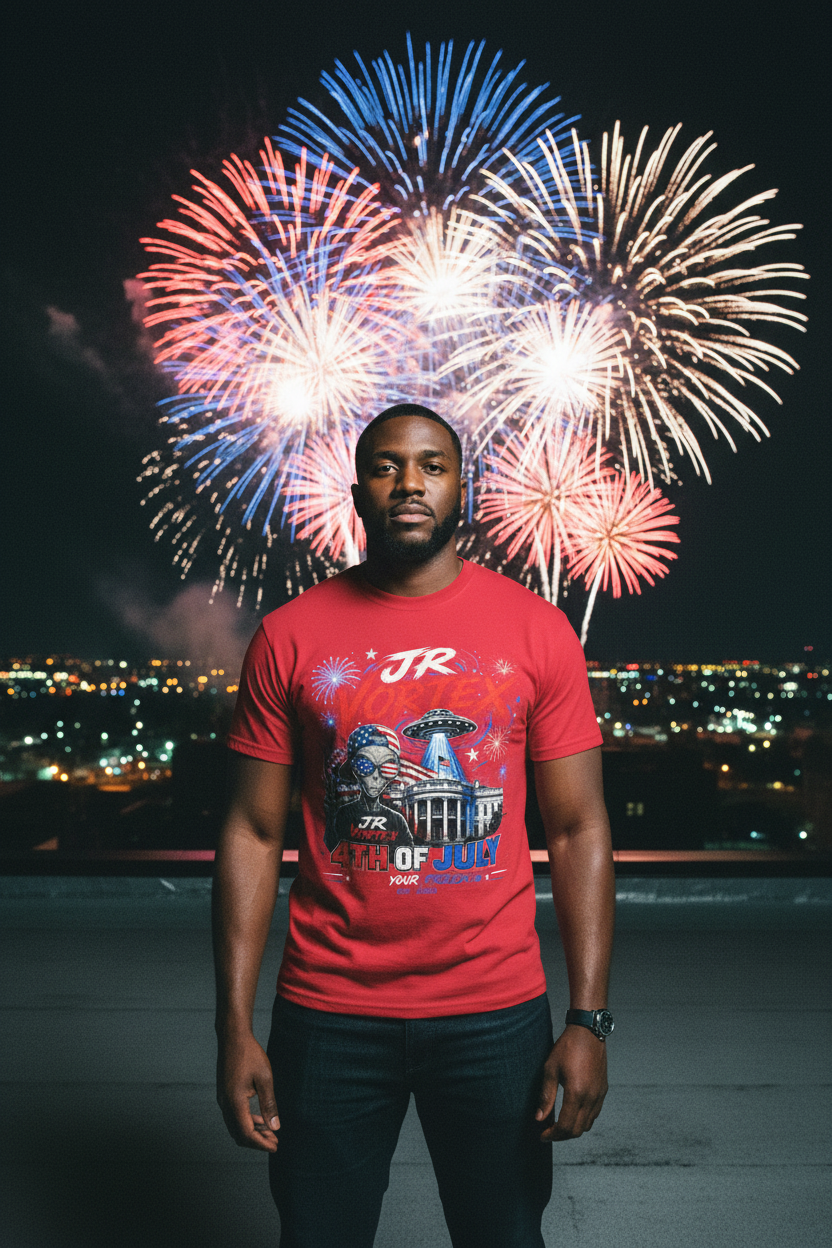 JR Vortex 4th of July — Rooftop Black Man
