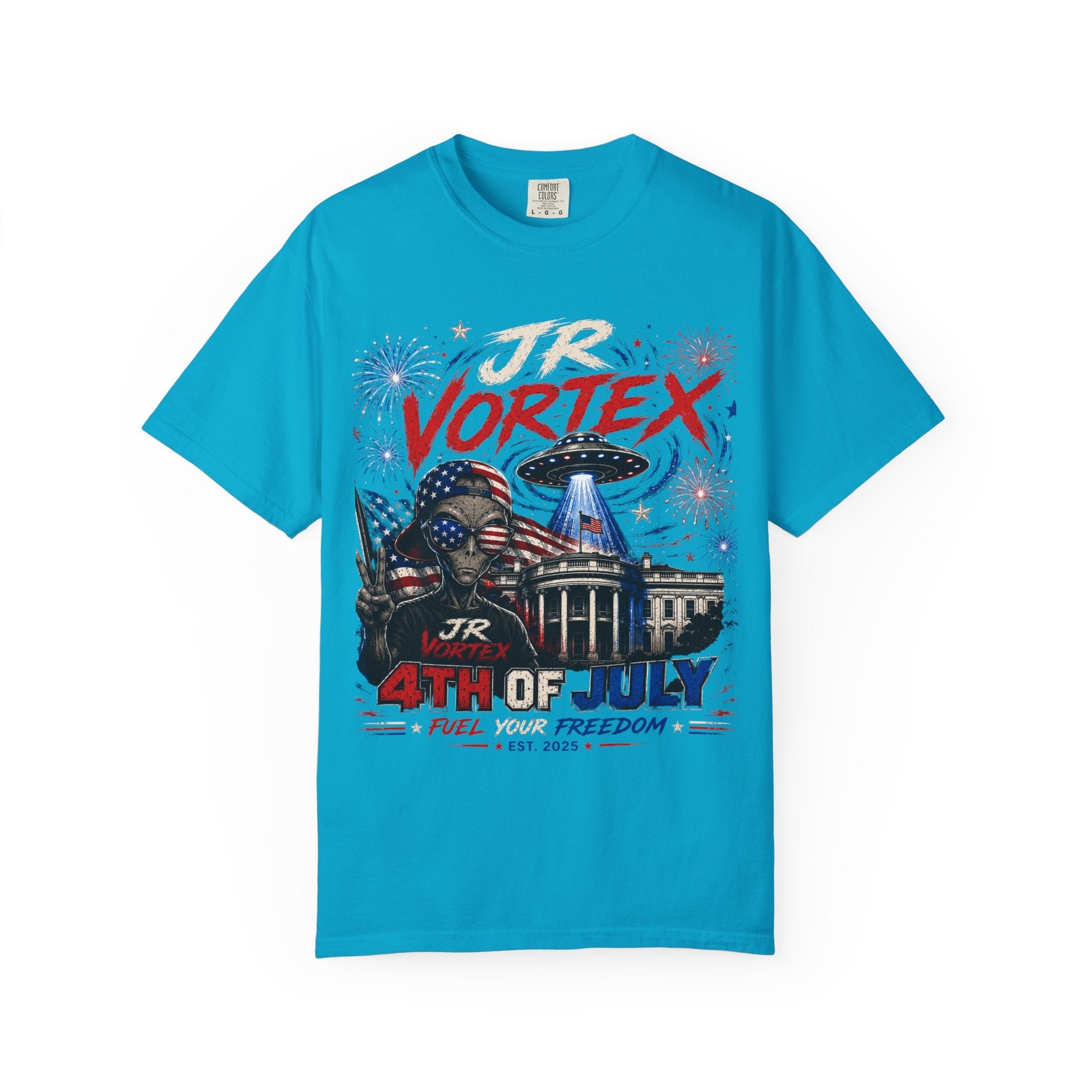 JR Vortex 4th of July UFO Tee — Cosmic Patriot Graphic