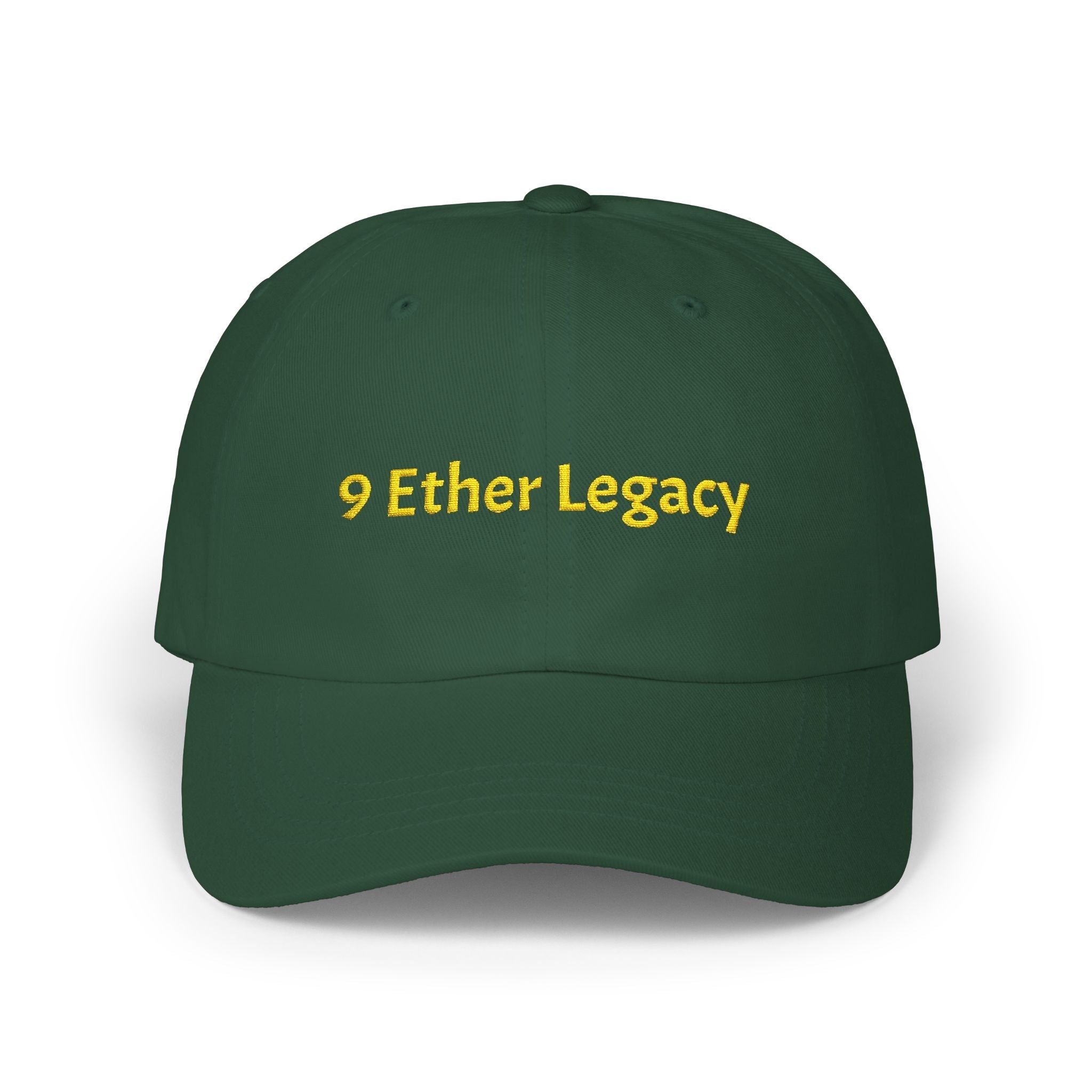 Embroidered '9 Ether Legacy' Classic Dad Cap — Green Baseball Hat Printify