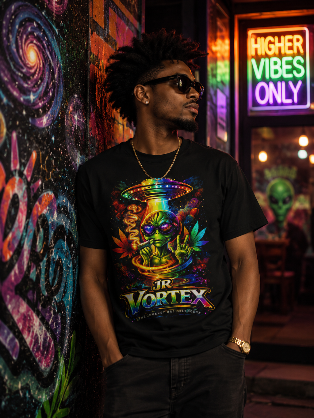 JR Vortex Alien UFO Tee – Psychedelic Streetwear T-Shirt | Vibing on a Higher Frequency