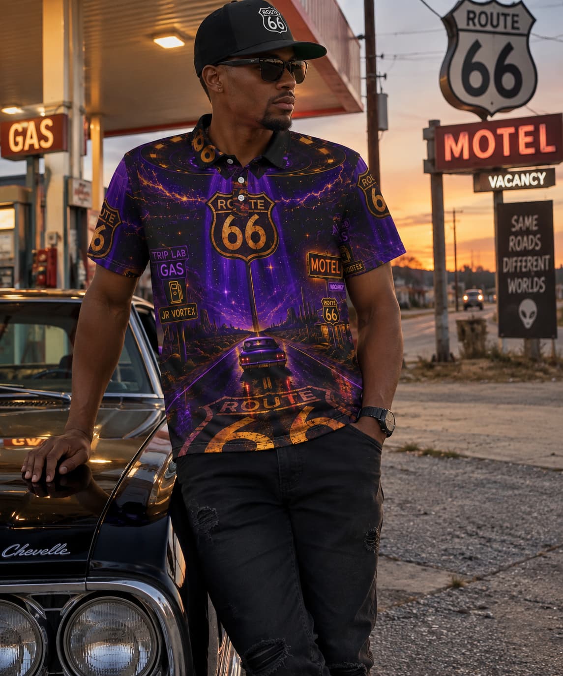JR Vortex Cosmic Route 66 Polo Shirt