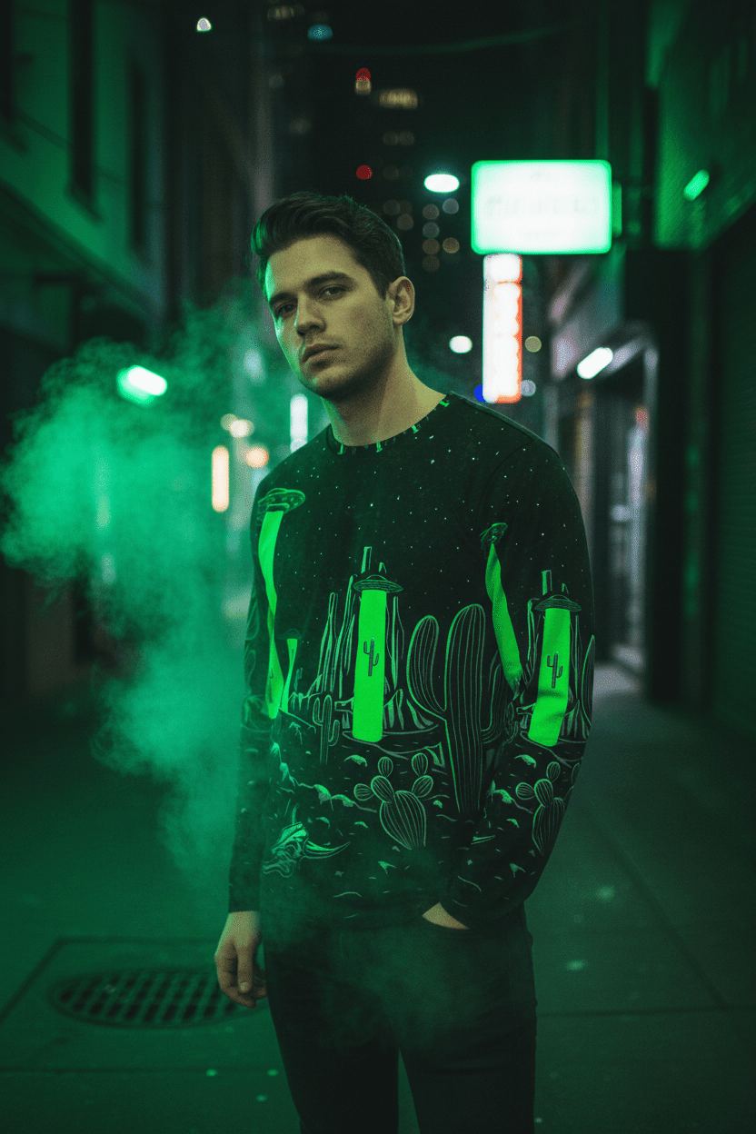 Green UFO Shirt Urban Night