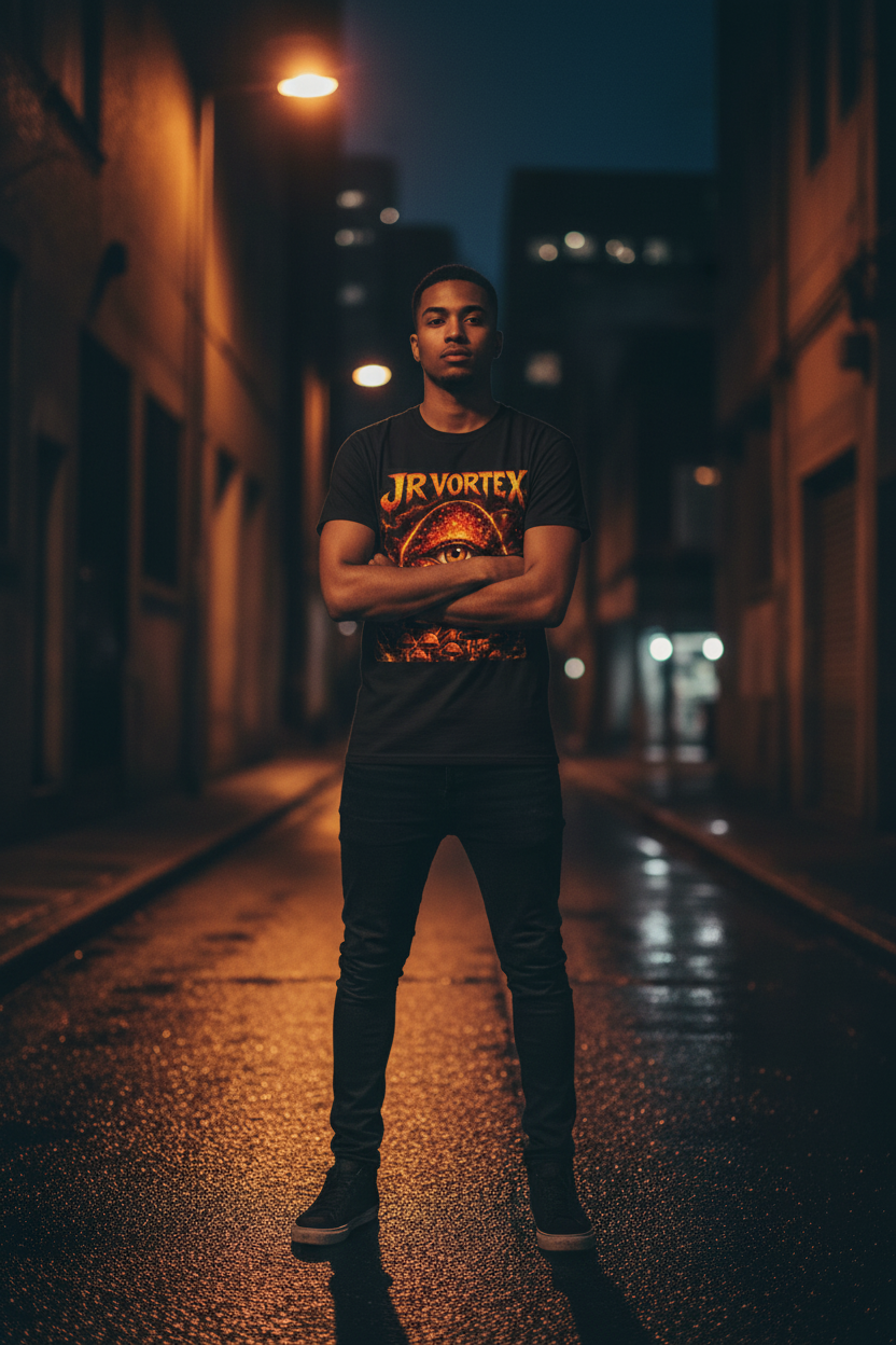JR Vortex — Night Streetwear Shot