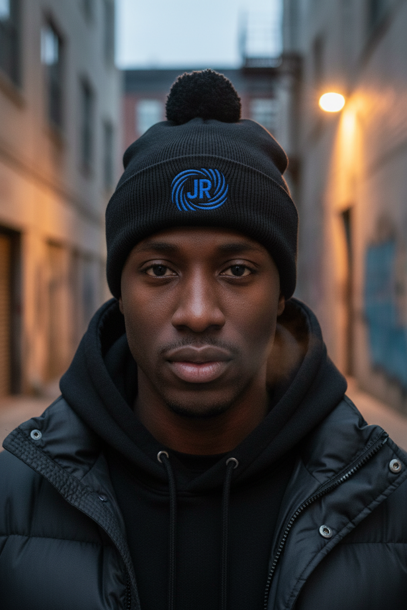 JR Vortex Pom Beanie — Winter Streetwear Lifestyle
