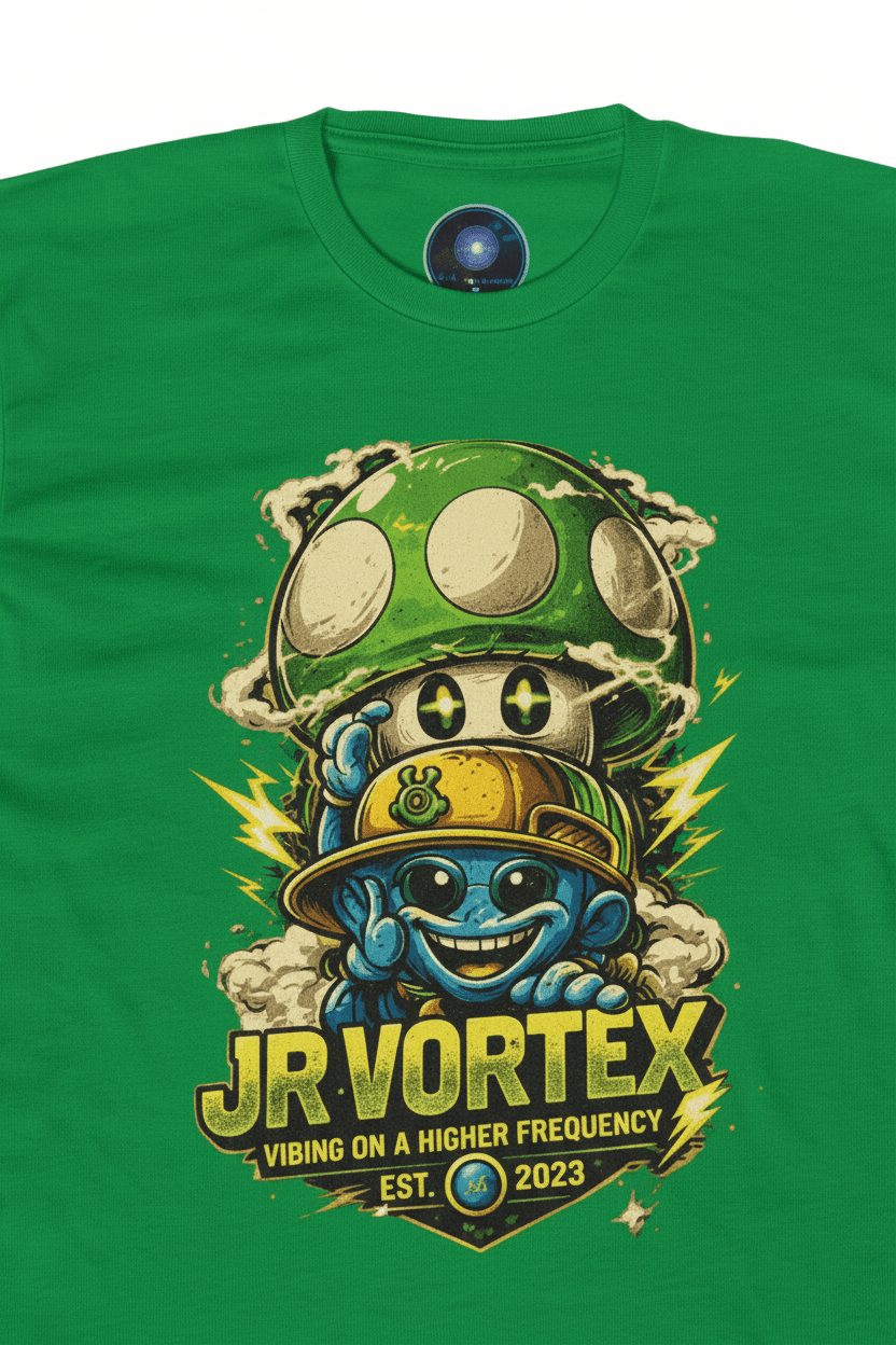 JR Vortex Green Tee Branding