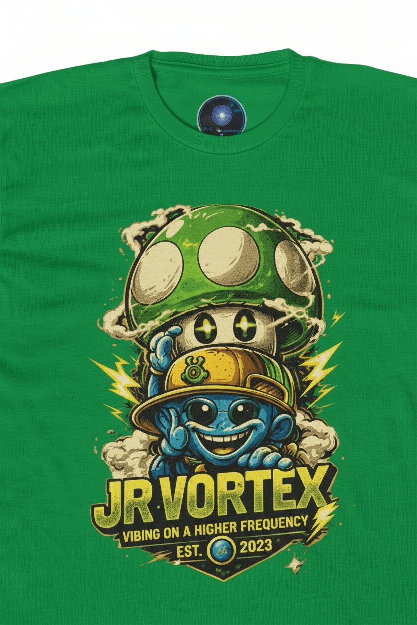 JR Vortex Green Tee Branding