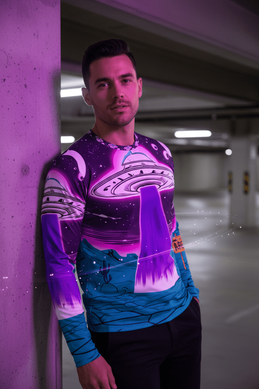 Purple Cosmic UFO Shirt Minimal