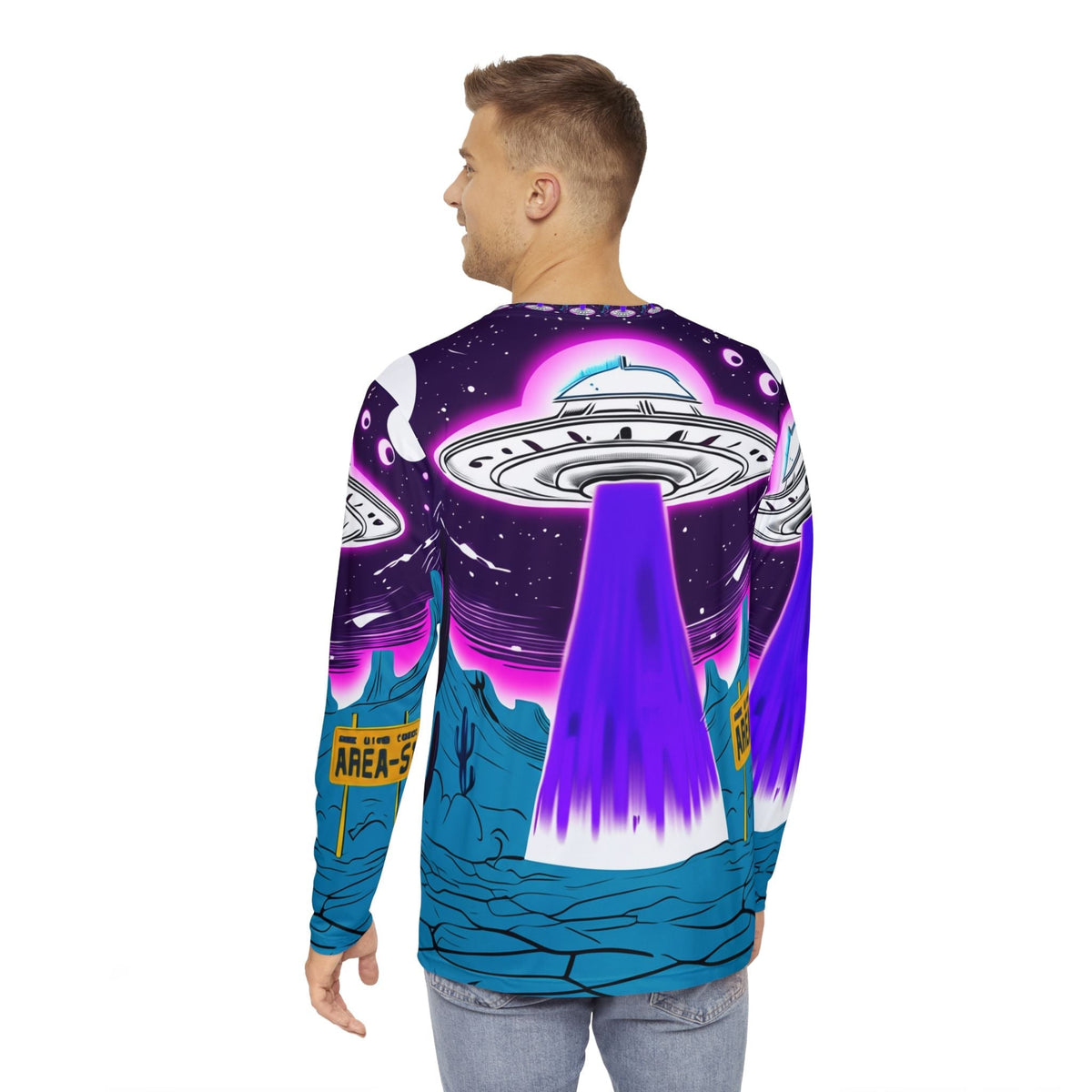 JR Vortex — “Purple Beam Encounter” AOP Long Sleeve Printify