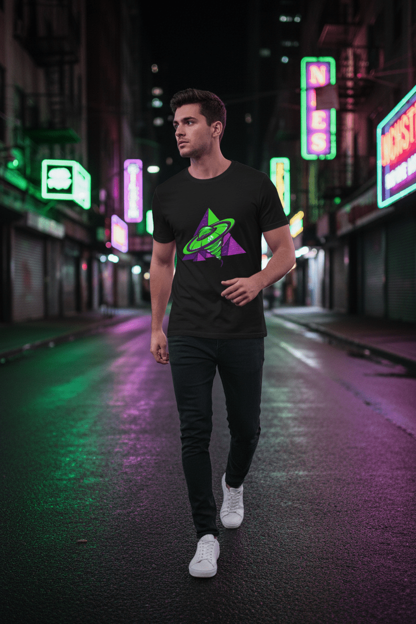 Retro UFO Vortex Tee — Walking Night City Lifestyle