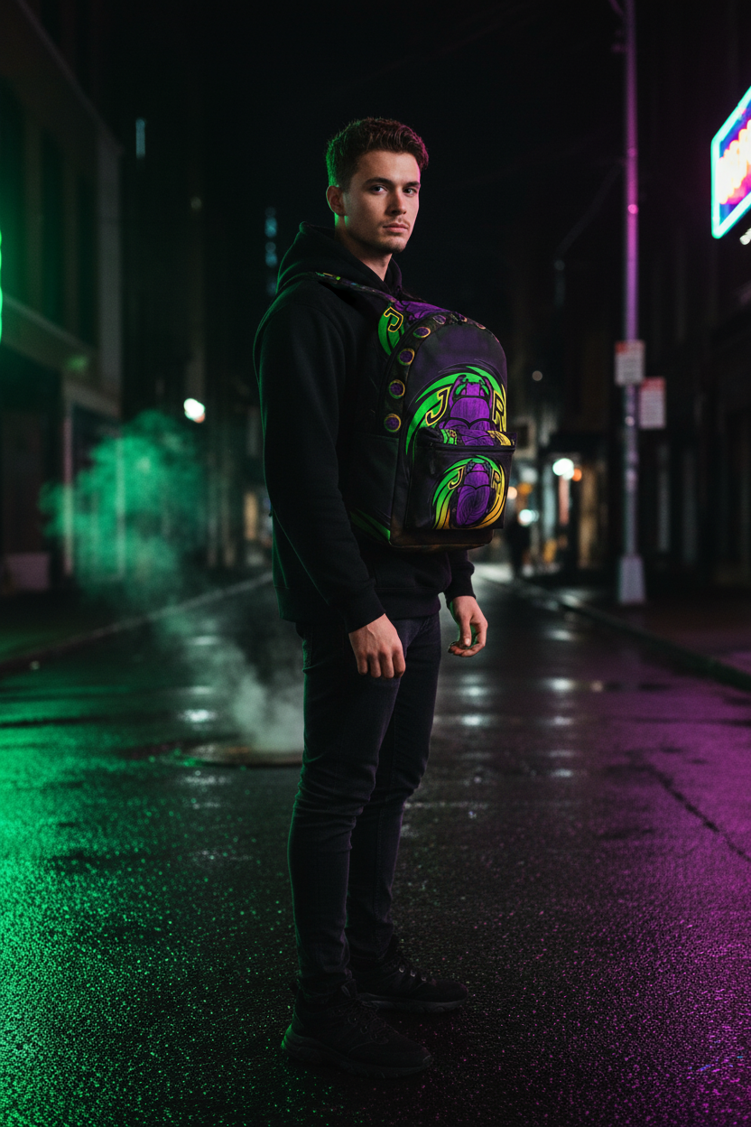 JR Vortex Scarab Backpack — Night Neon Lifestyle