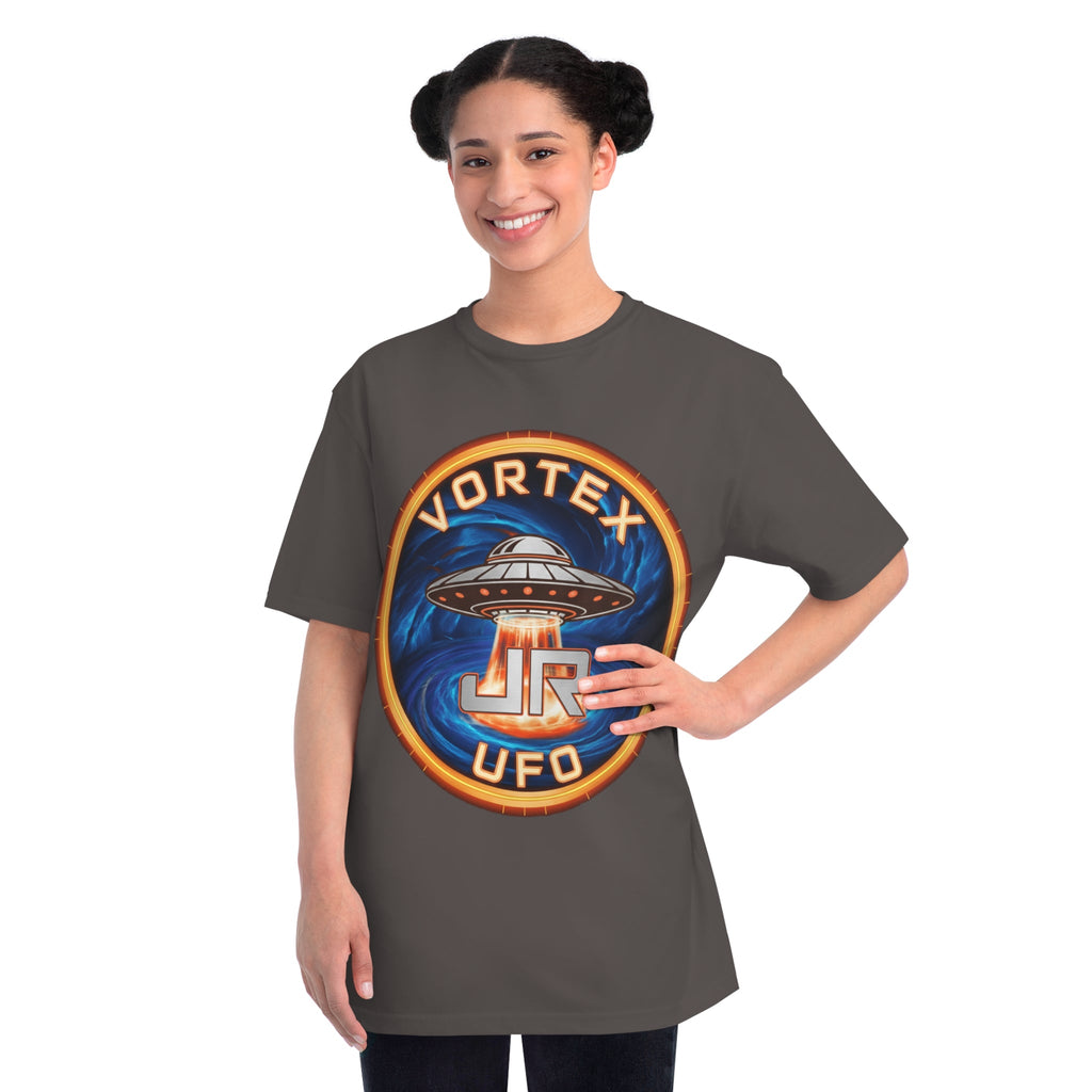 Vortex UFO JR Patch T‑Shirt — Retro UFO Badge Graphic Tee Printify