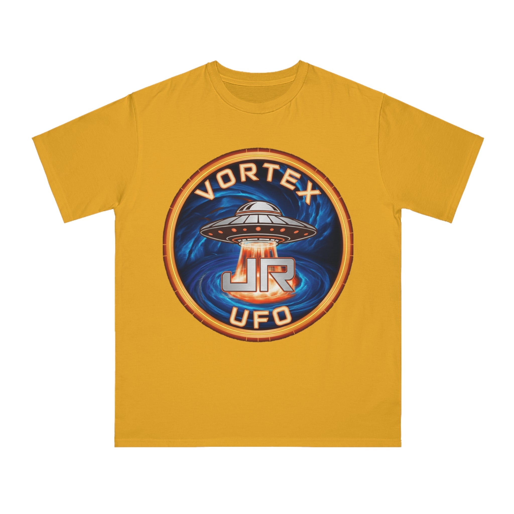 Vortex UFO JR Patch T‑Shirt — Retro UFO Badge Graphic Tee Printify