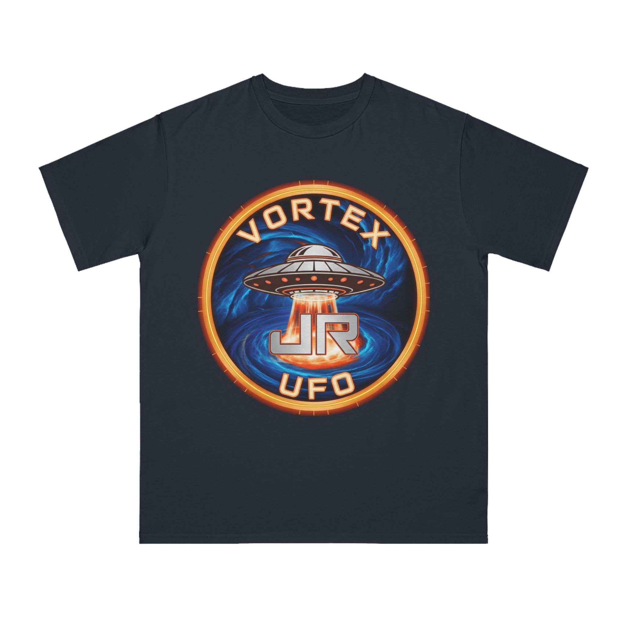 Vortex UFO JR Patch T‑Shirt — Retro UFO Badge Graphic Tee Printify