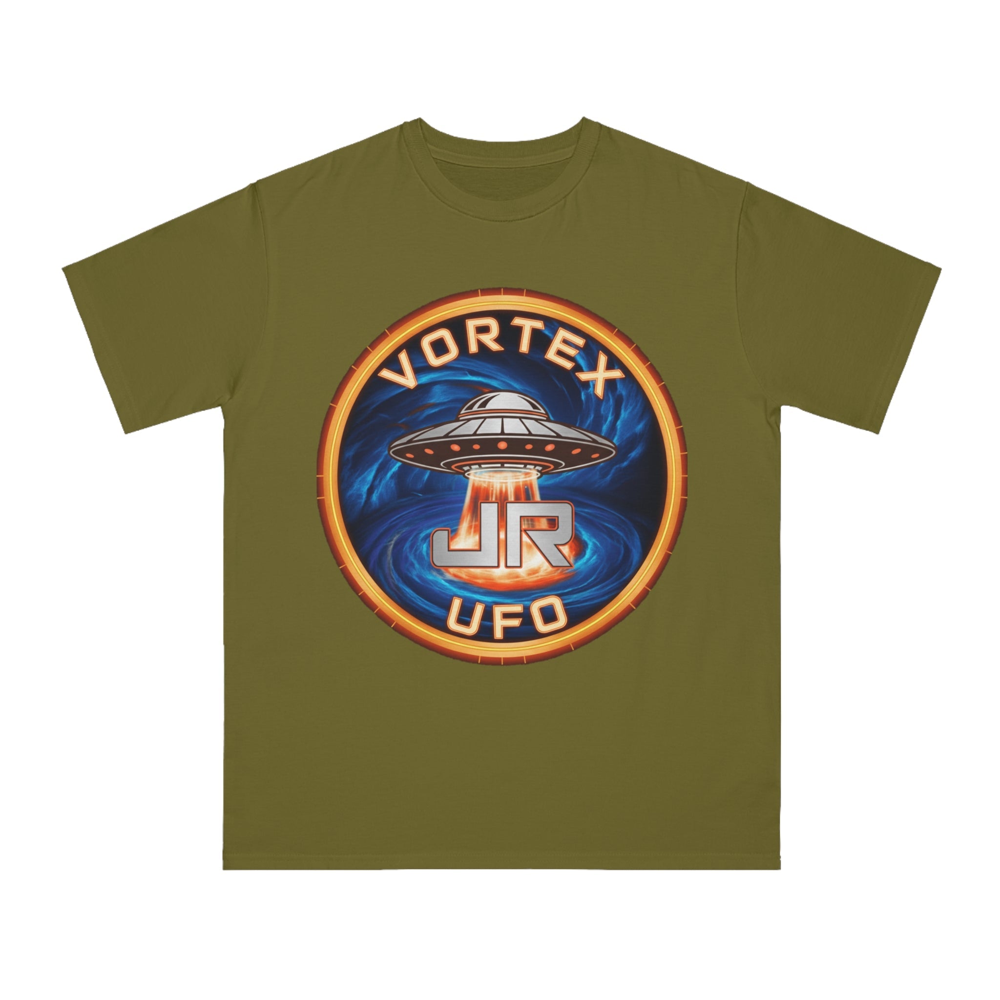 Vortex UFO JR Patch T‑Shirt — Retro UFO Badge Graphic Tee Printify