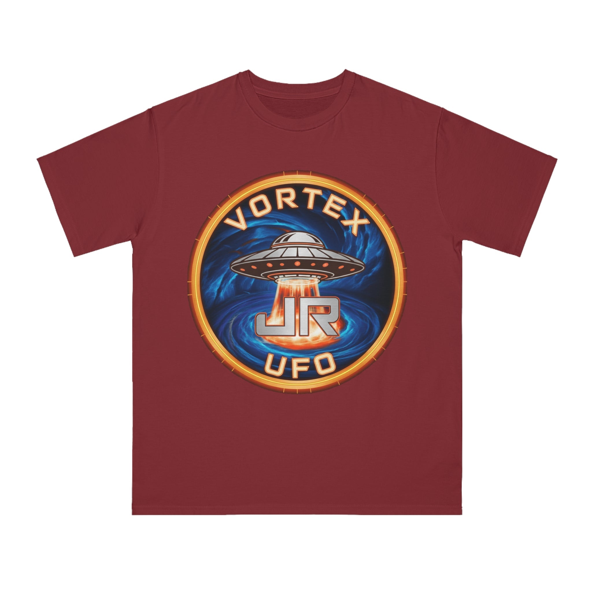 Vortex UFO JR Patch T‑Shirt — Retro UFO Badge Graphic Tee Printify
