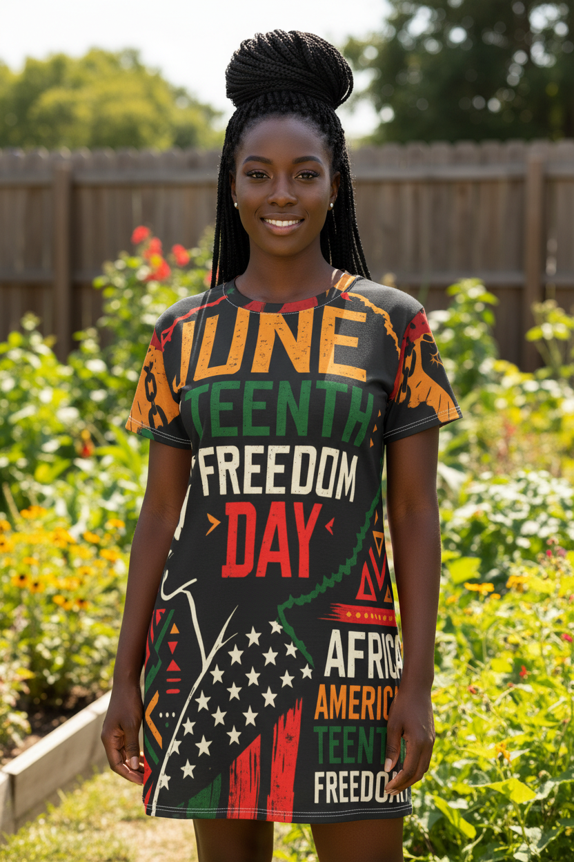 Juneteenth Freedom Day Dress - Black Woman Model